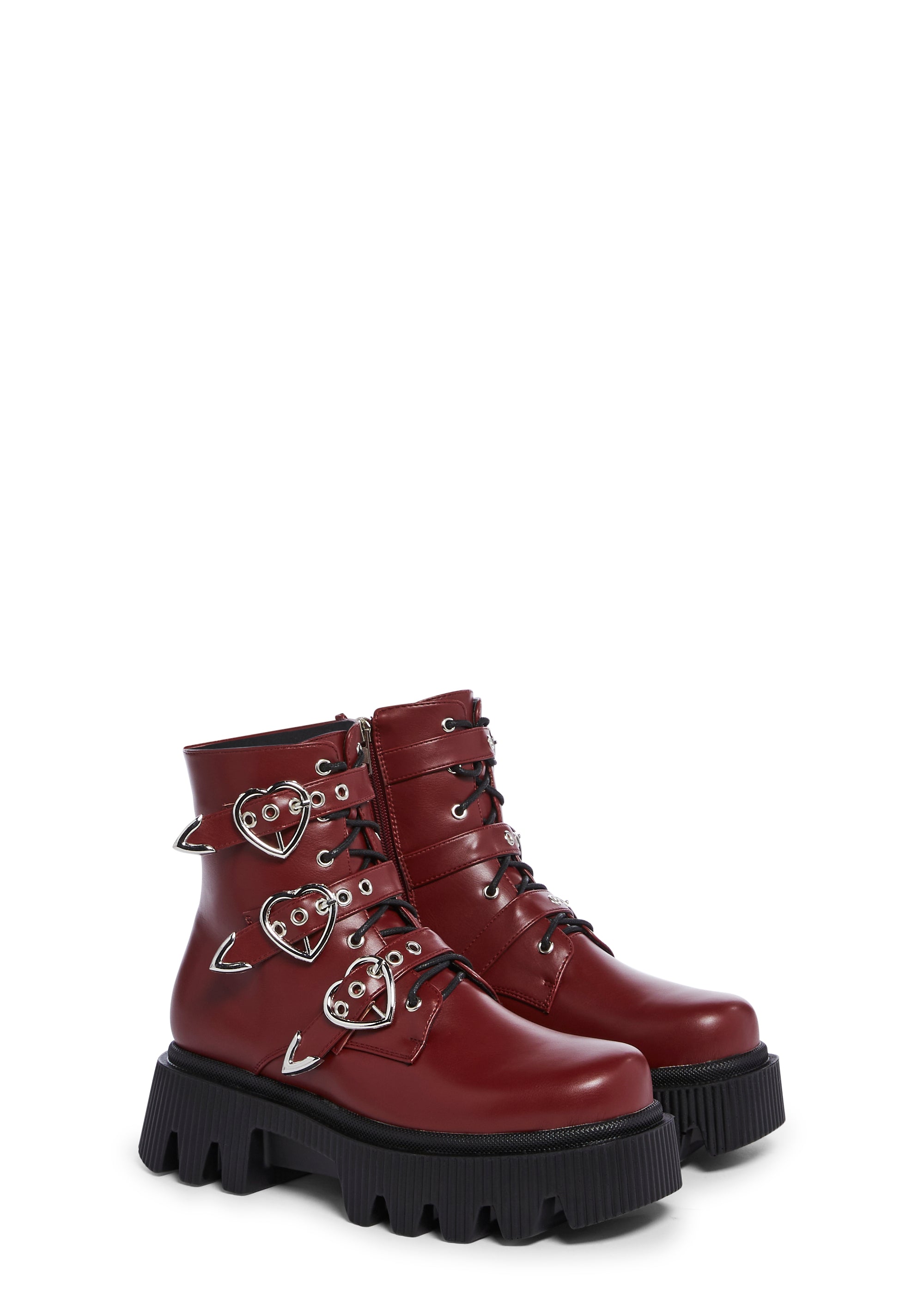 Dark red combat boots cheap