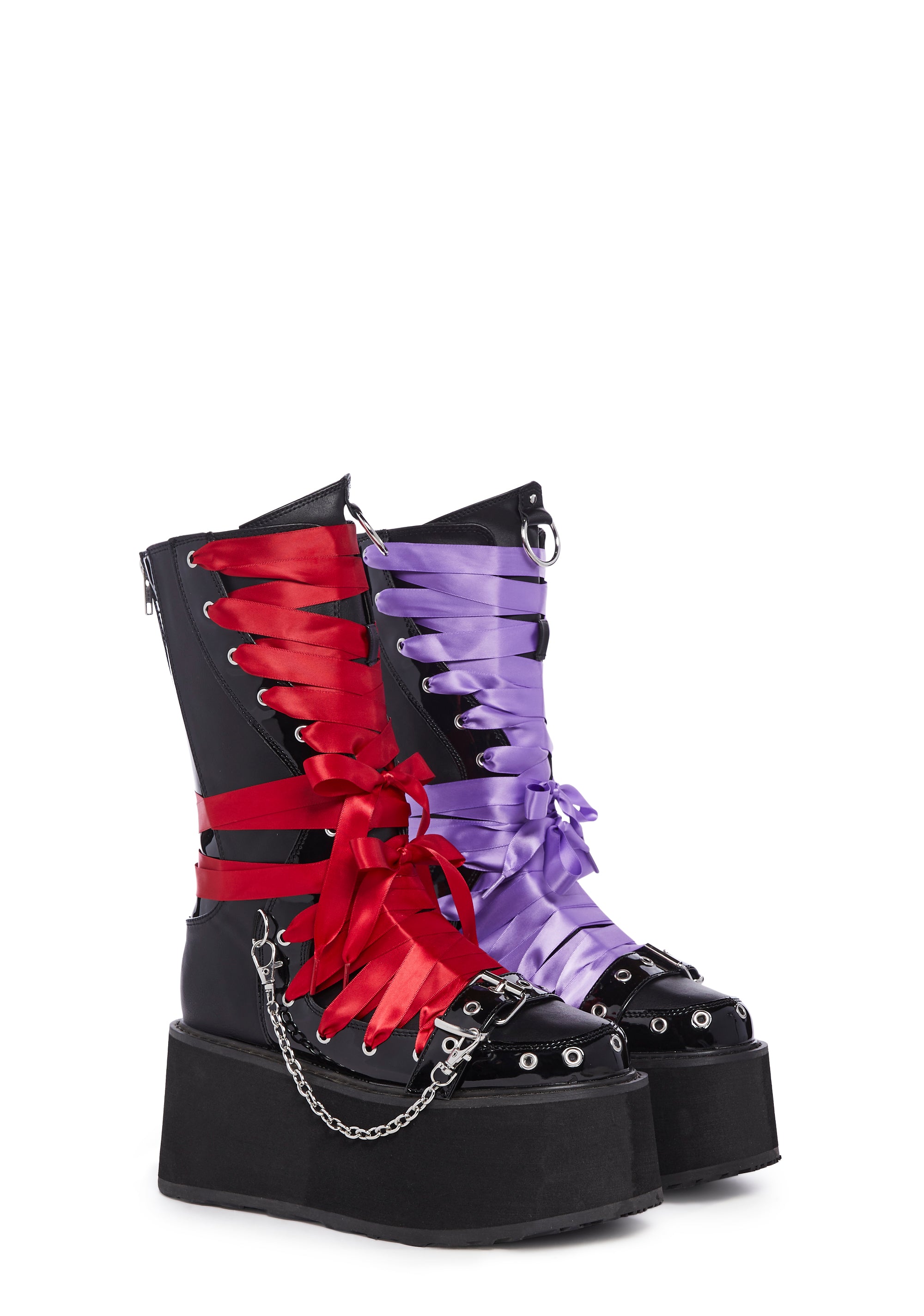 Demonia Platform Boots With Interchangeable Laces Black Dolls Kill