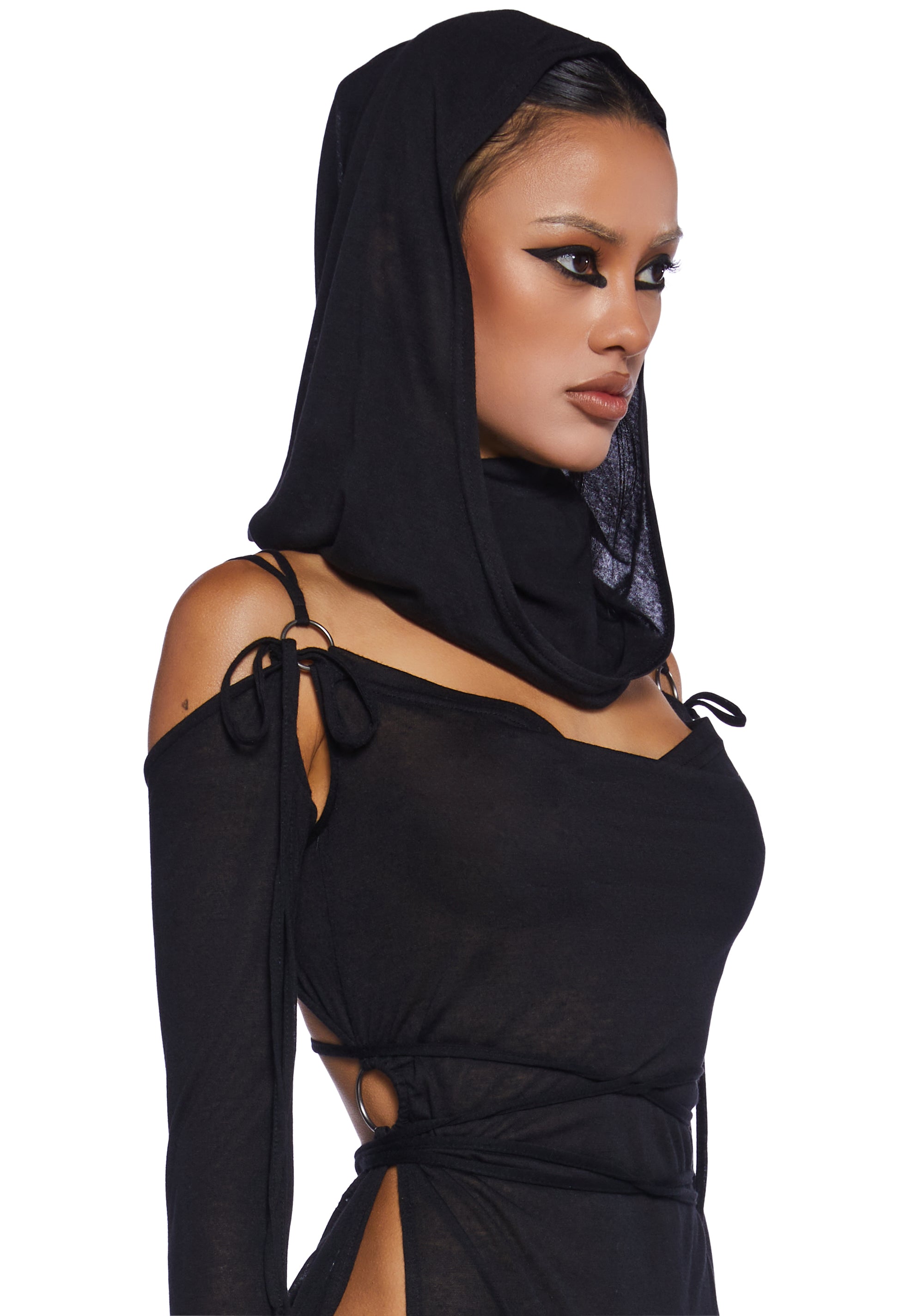 Hooded dress black online