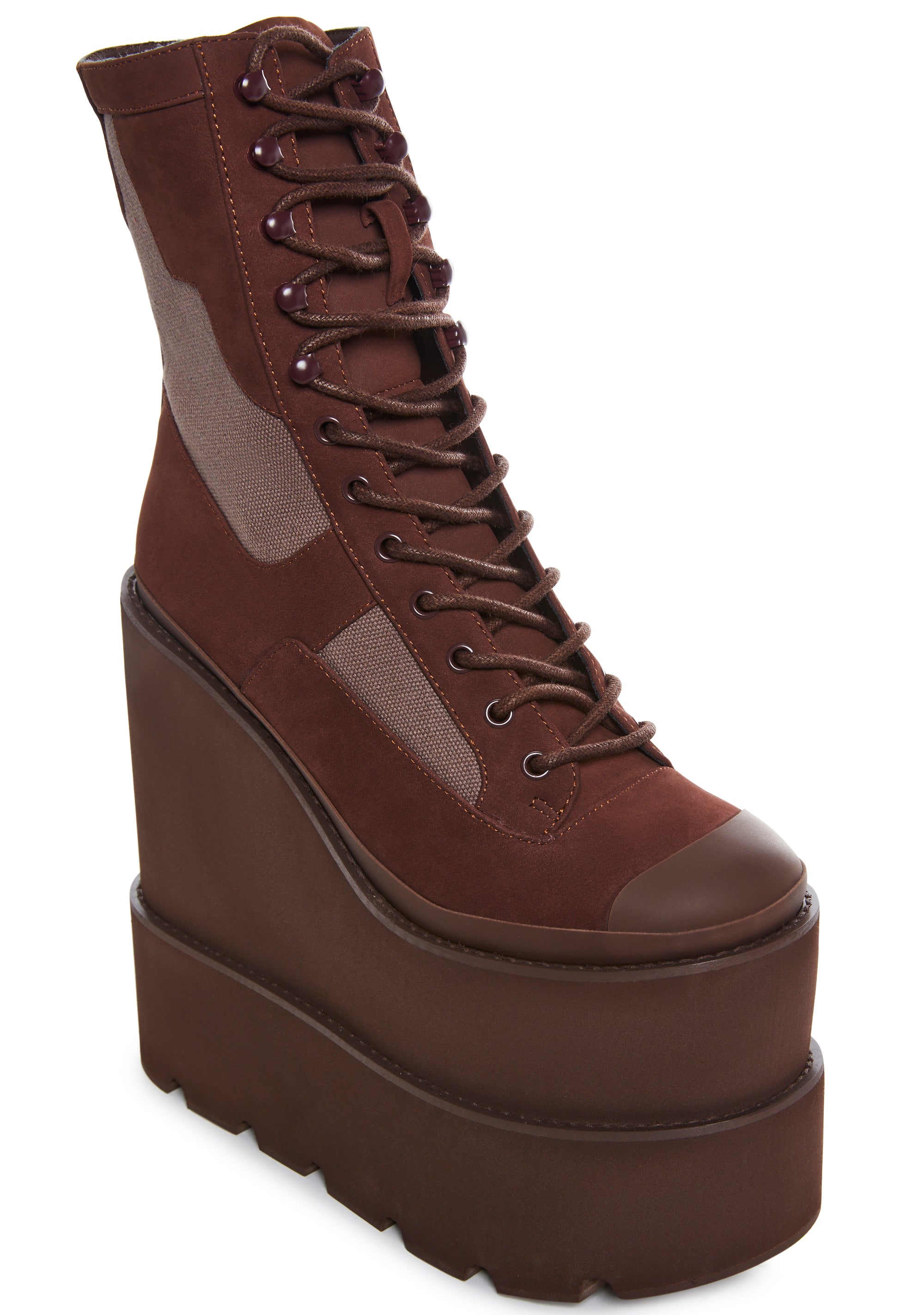 Darker Wavs Triple Stacked Wedge Platform Boots - Black