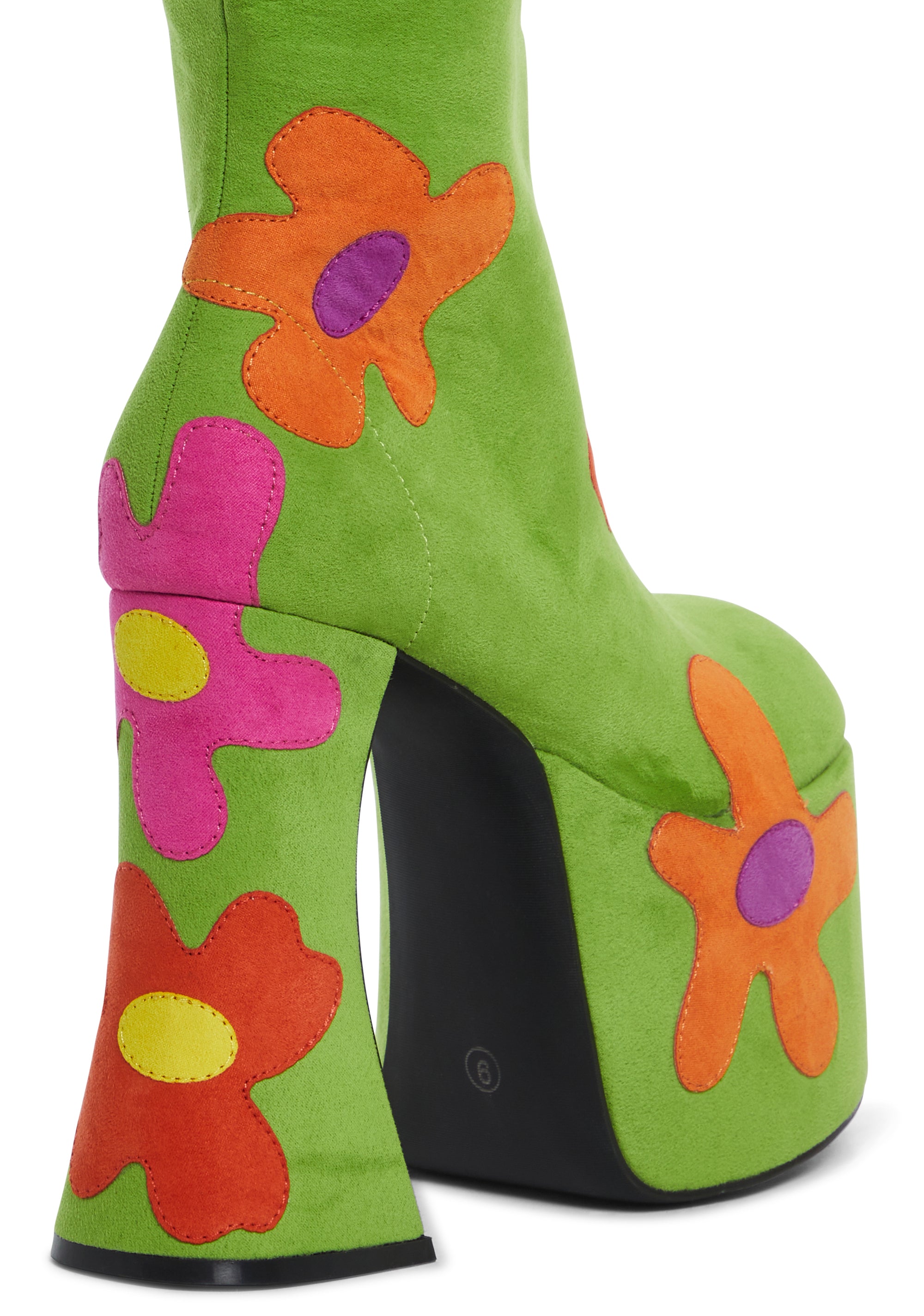 Current Mood Retro Throwback Daisy Groovy Platform Suede Boots 60s Green Dolls Kill