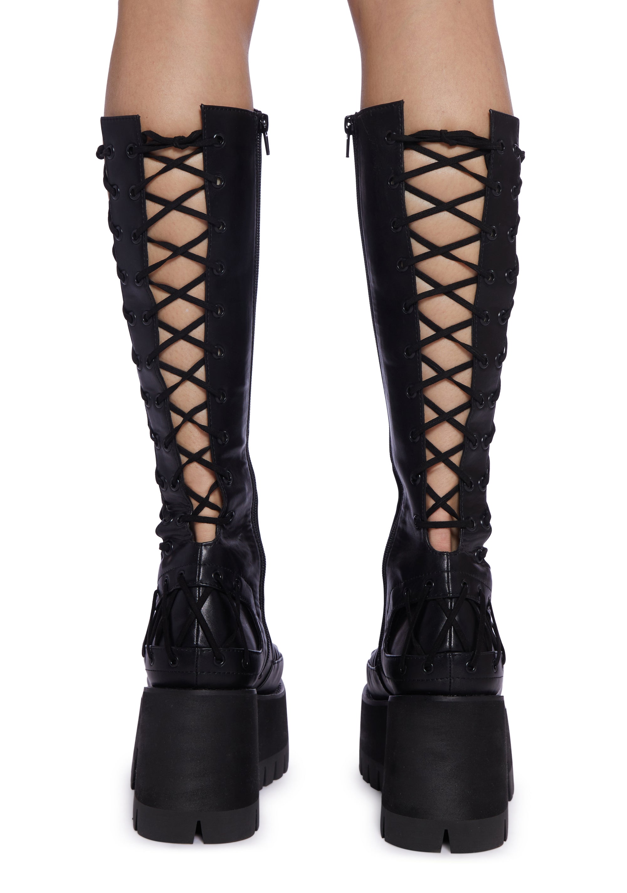 Club Exx Lace Up Vegan Leather Treaded Platform Boots