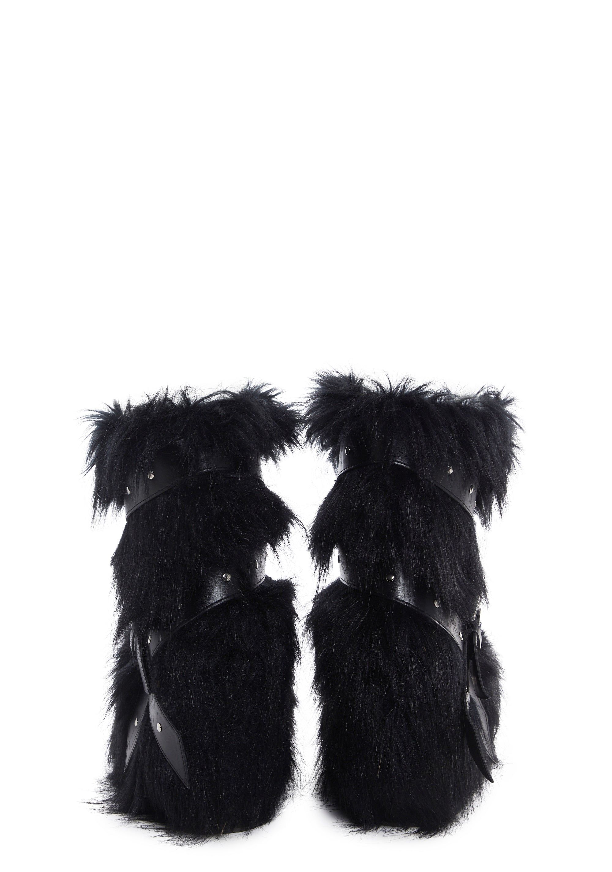 Club Exx Burning Man Faux Fur Platform Boots Rave Festival Black Dolls Kill