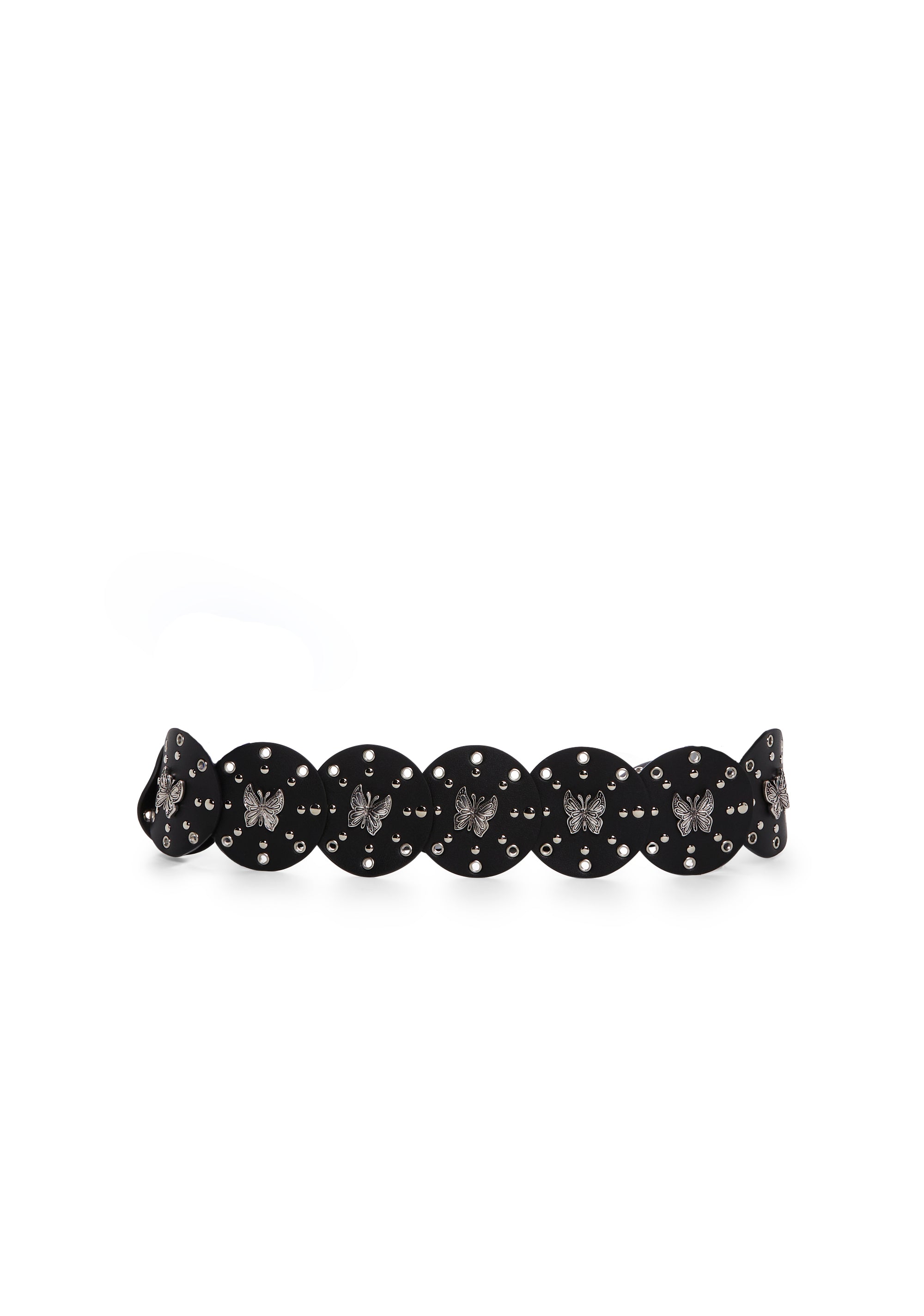 Butterfly Boho Vegan Leather Studded Waist Belt - Black  display picture 1