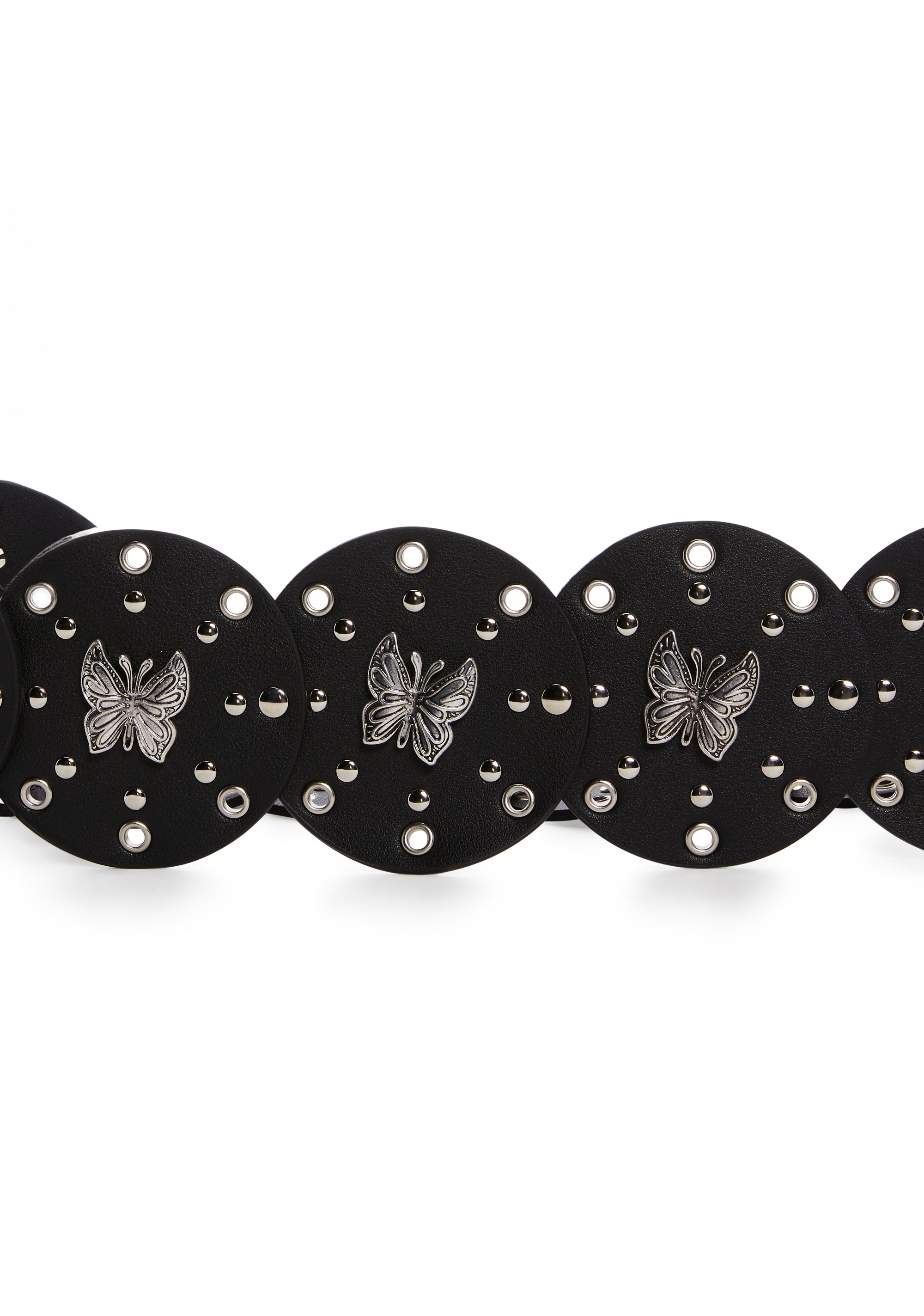 Butterfly Boho Vegan Leather Studded Waist Belt - Black  display picture 2