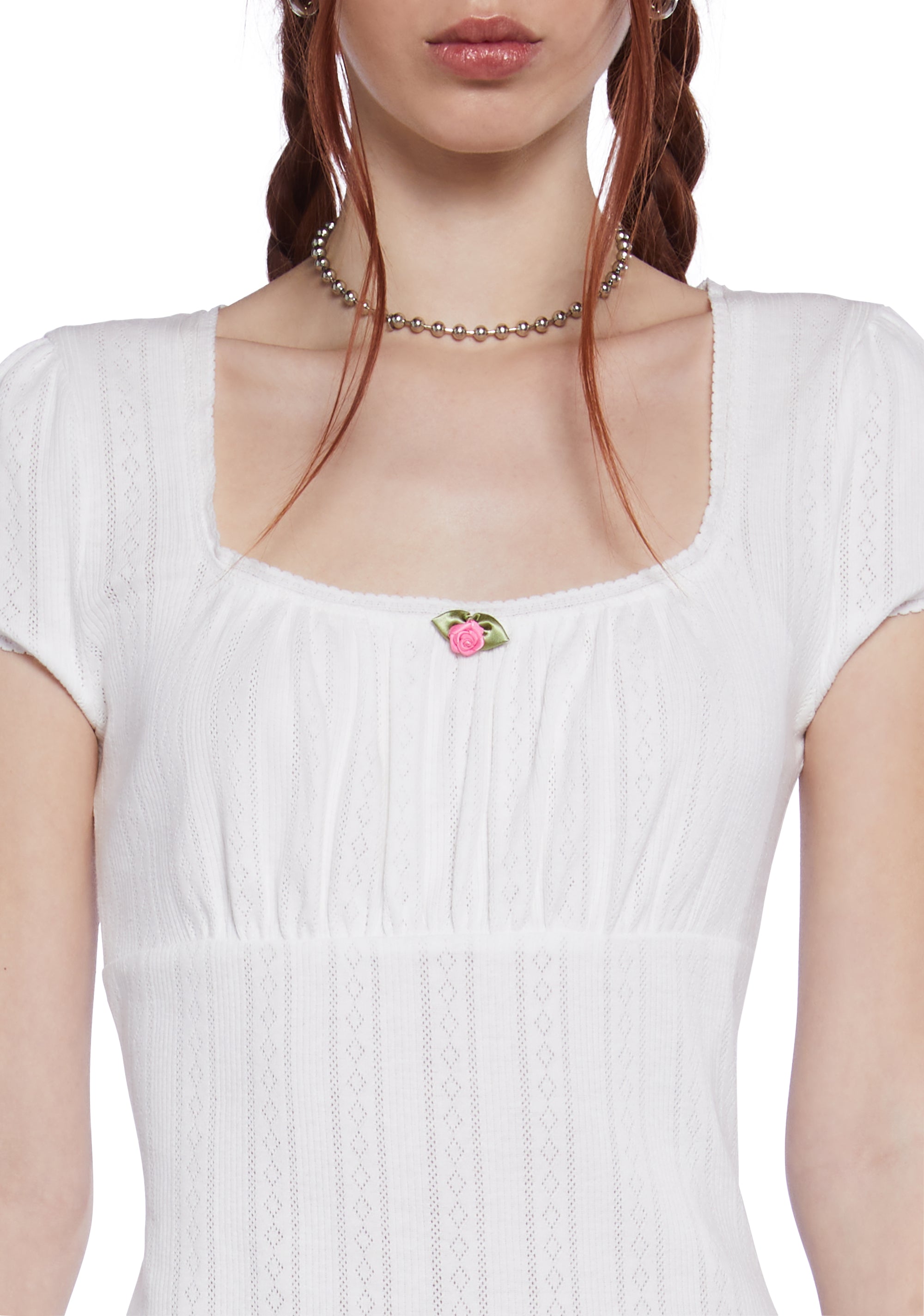 Delia's Stretchy Pointelle Lace Rosebud Babydoll Dress