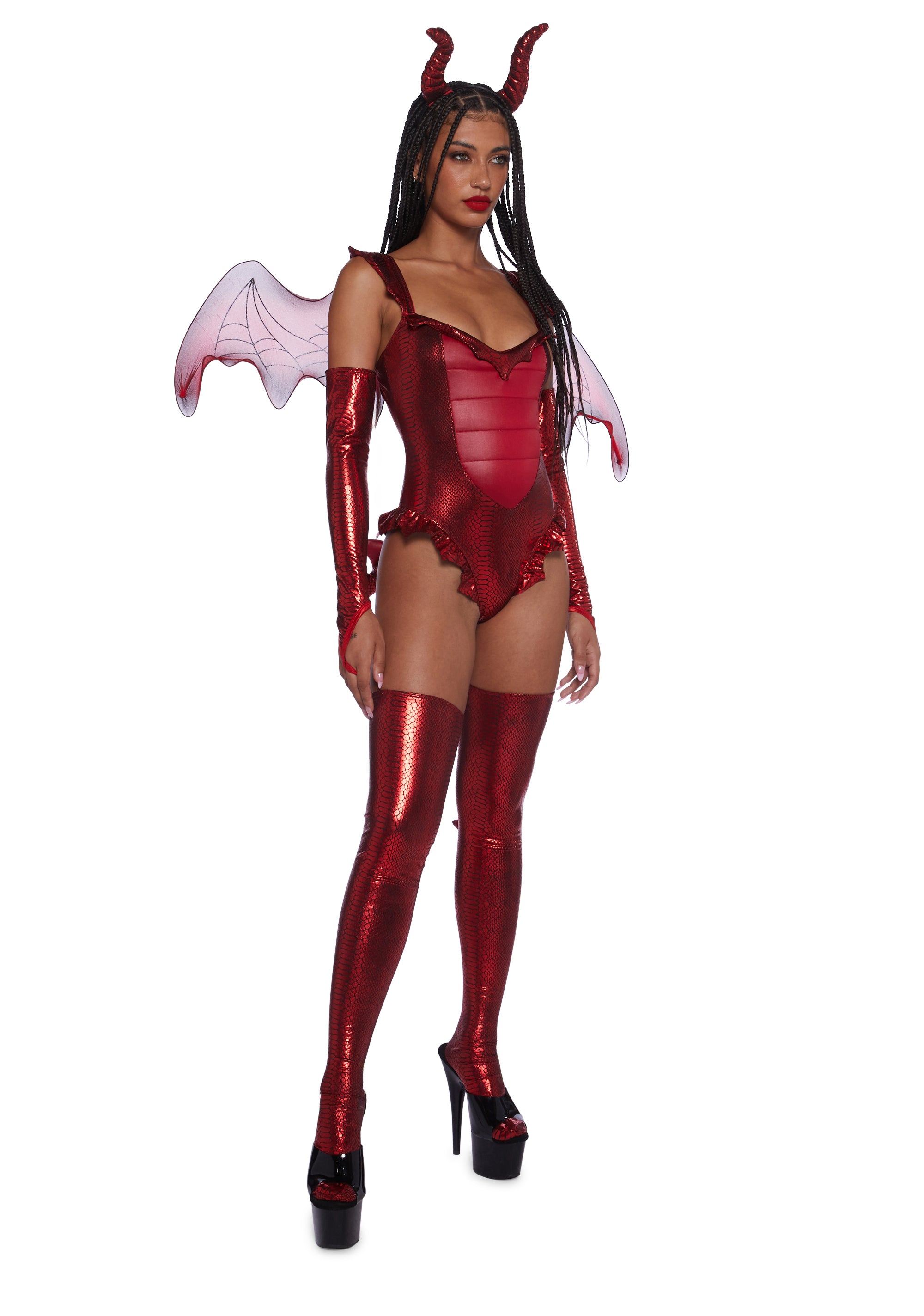 sexy dragon lingerie Top and Pants with Coat and Tail - Cyberpunk Dragon Girl Lingerie Set main image 0