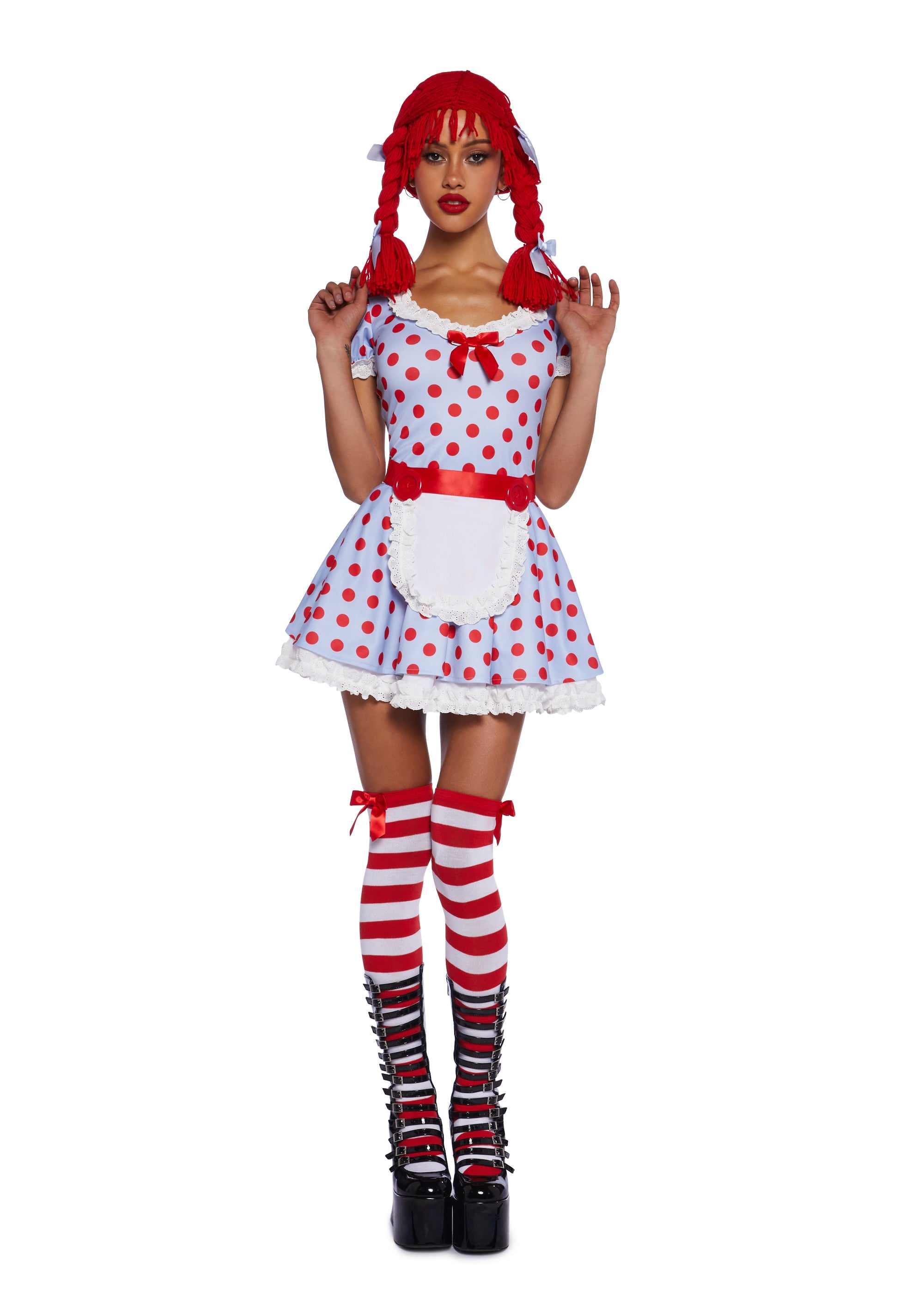 Vintage Raggedy Ann Rag Doll Sexy Womans Halloween Costume Set Light Blue Dolls Kill