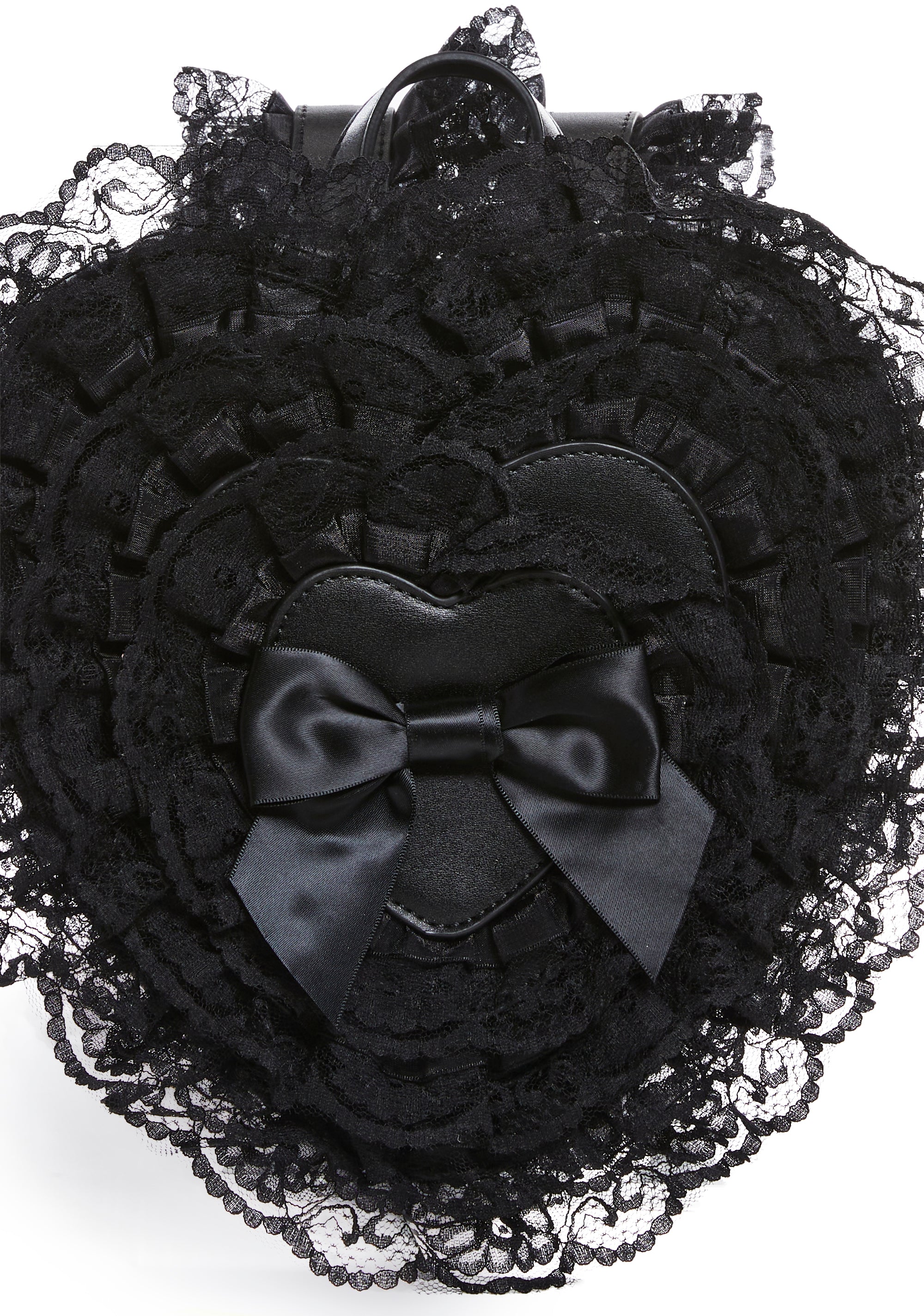 Widow Lace Ruffled Heart Shape Vegan Leather Mini Back  display picture 1
