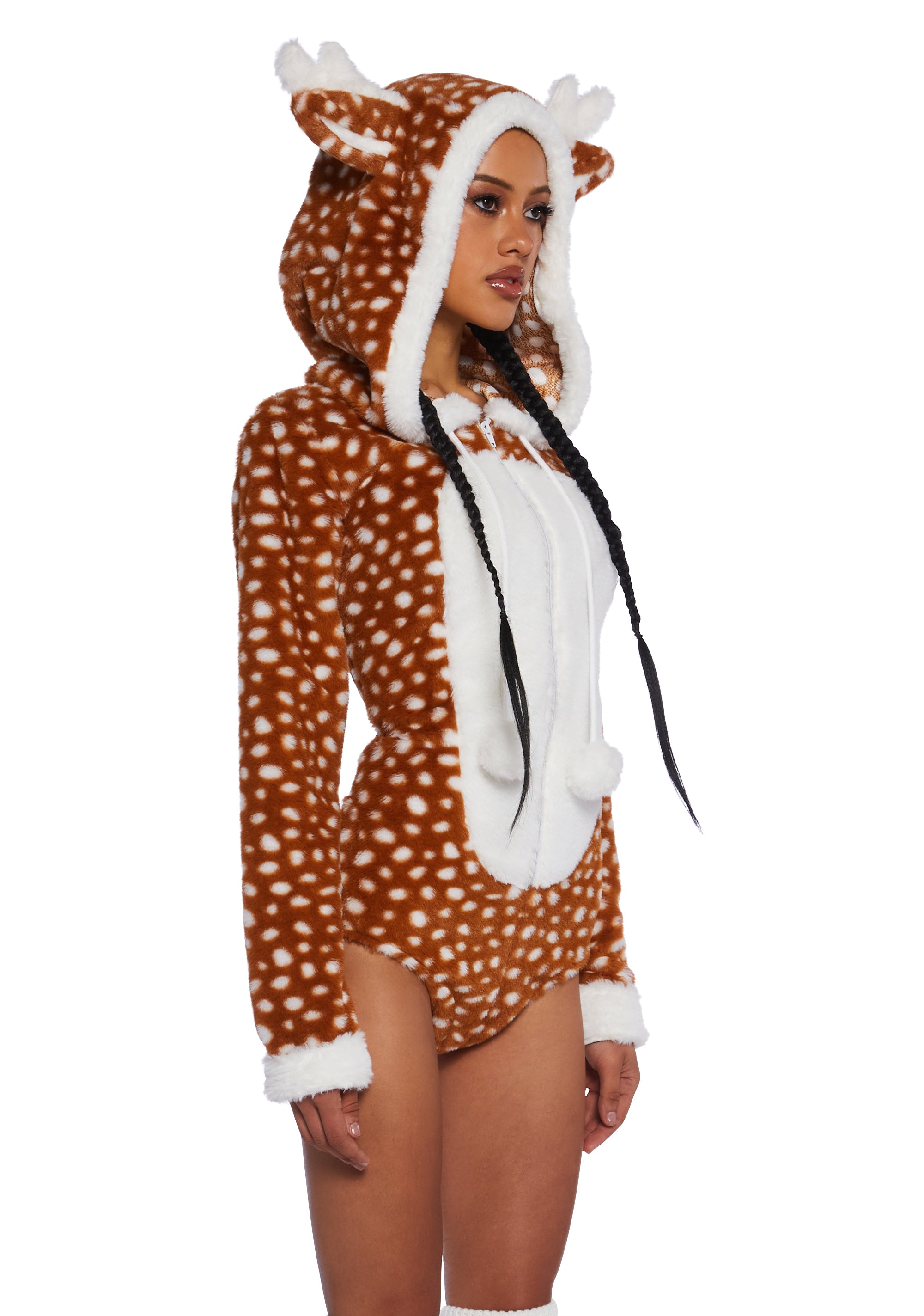 Doe Deer Female Deer Fawn Bambi Sexy Womans Halloween Romper Costume Set - Brown Brown / XX-LARGE Doe Deer Female Deer Fawn Bambi Sexy Womans Halloween Romper Costume Set - Brown Brown / XX-LARGE