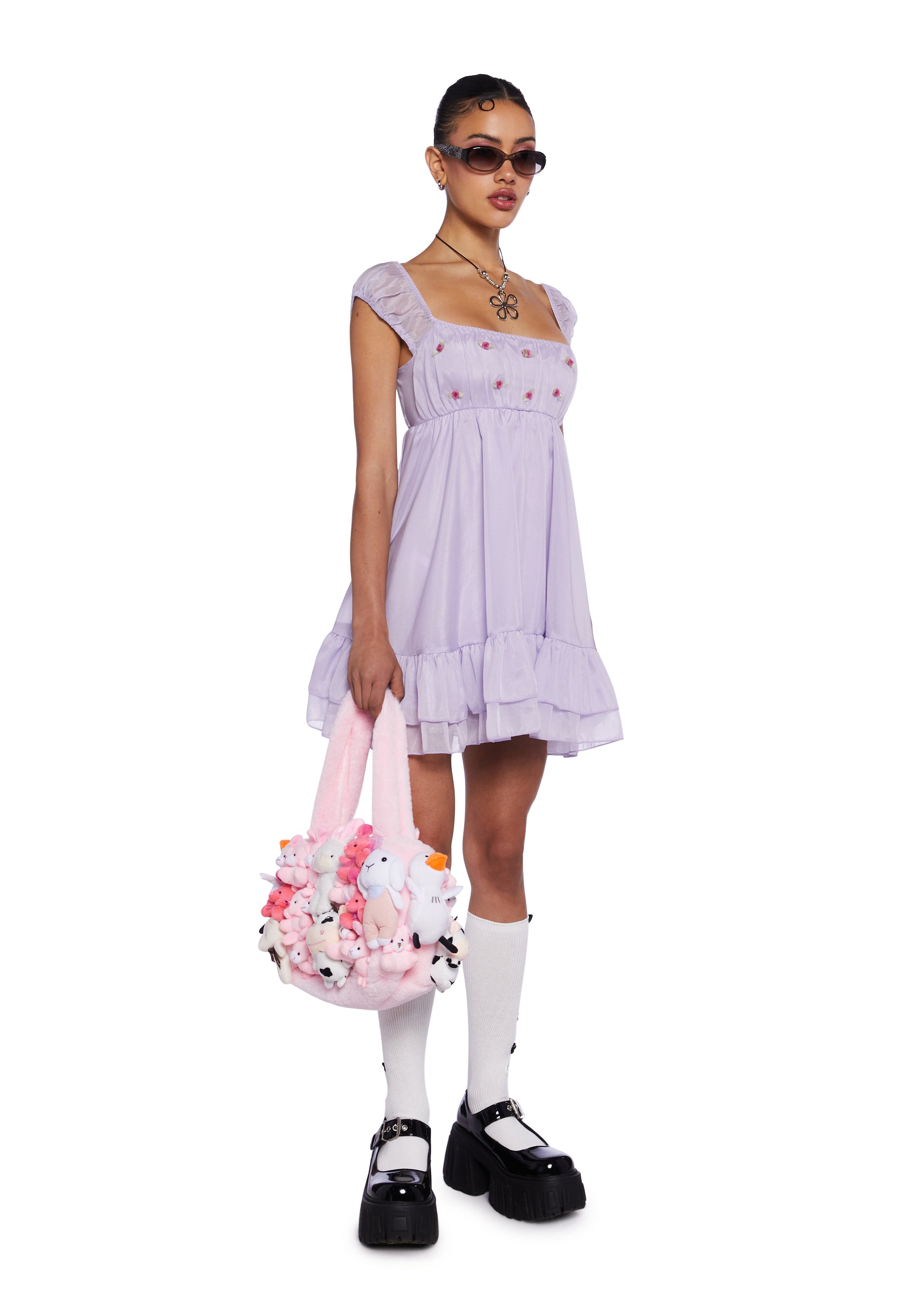 Delia's Sateen Rosette Empire Waist Babydoll Dress Delia's Sateen Rosette Empire Waist Babydoll Dress