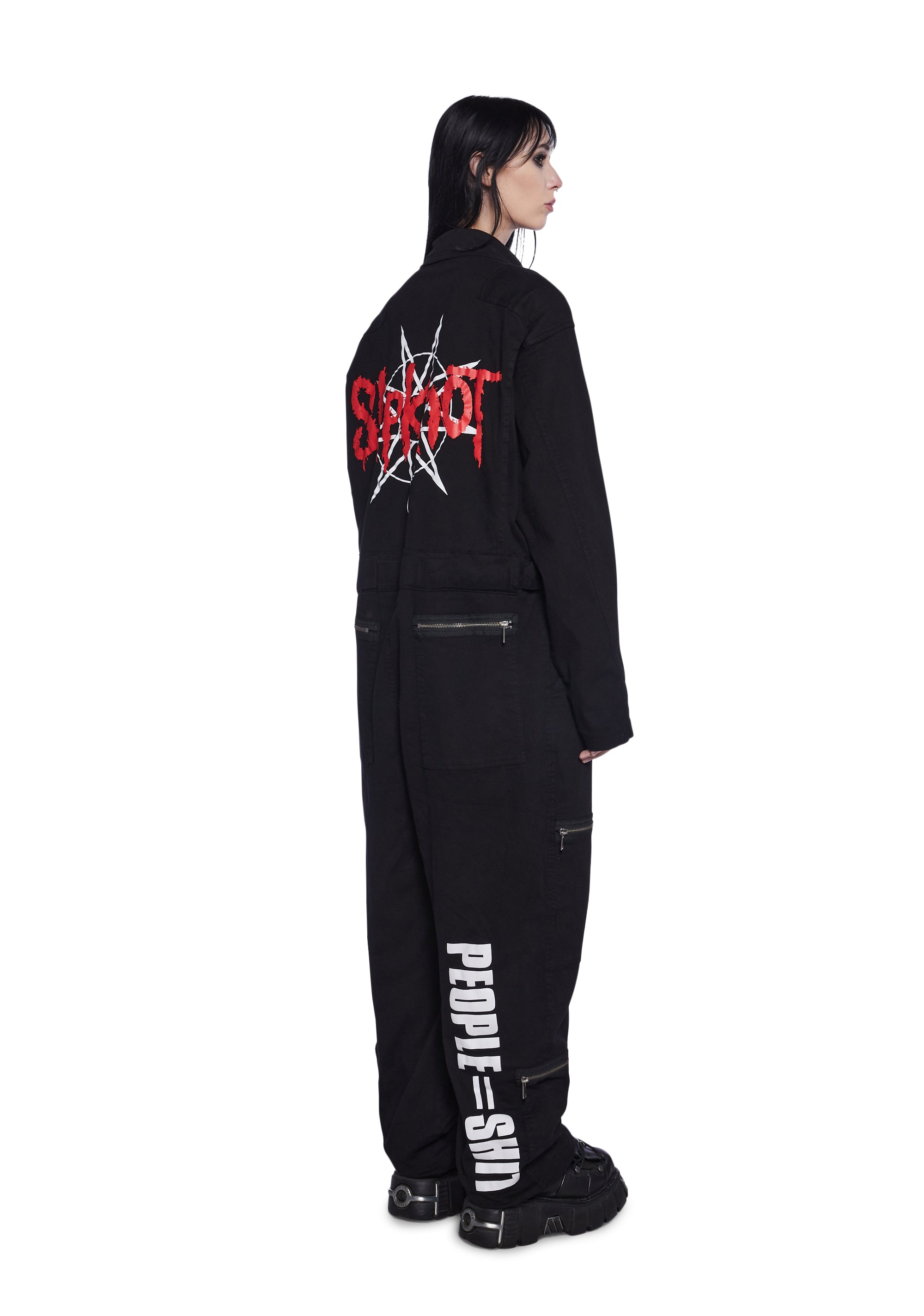 Dolls Kill x Slipknot Band Logo Oversized Jumpsuit Black