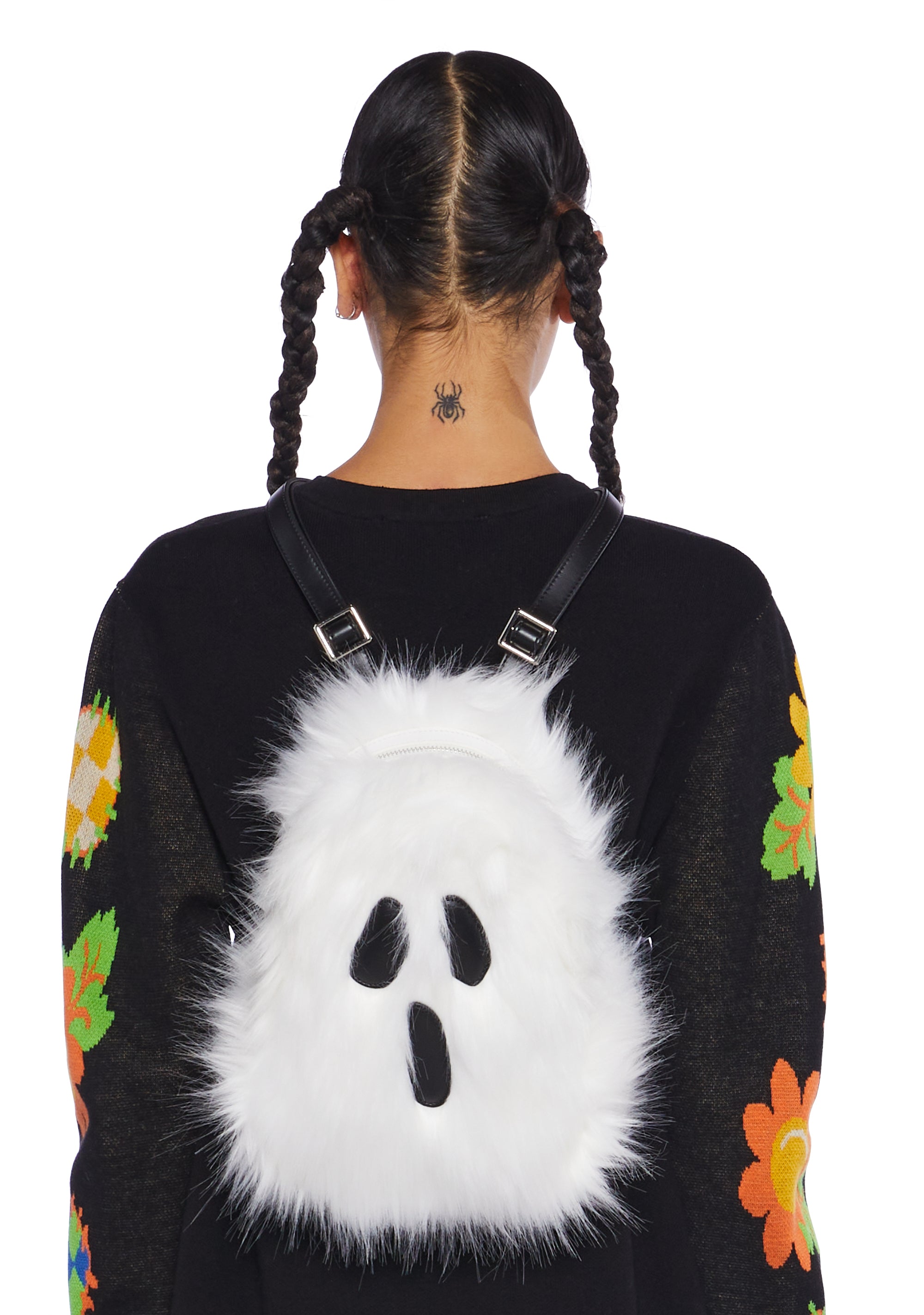 Haunted Backpack Trickz N' Treatz Spooky Faux Fur Ghost Backpack Halloween Haunted ...