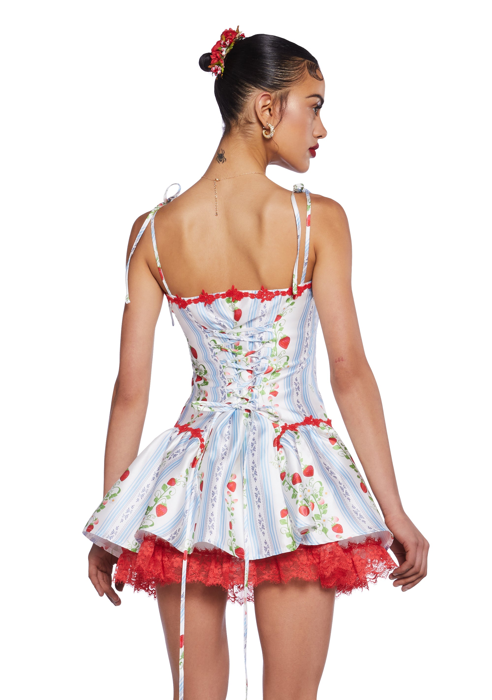 Sugar Thrillz Strawberry Print Taffeta Mini Dress - Multi – Dolls Kill