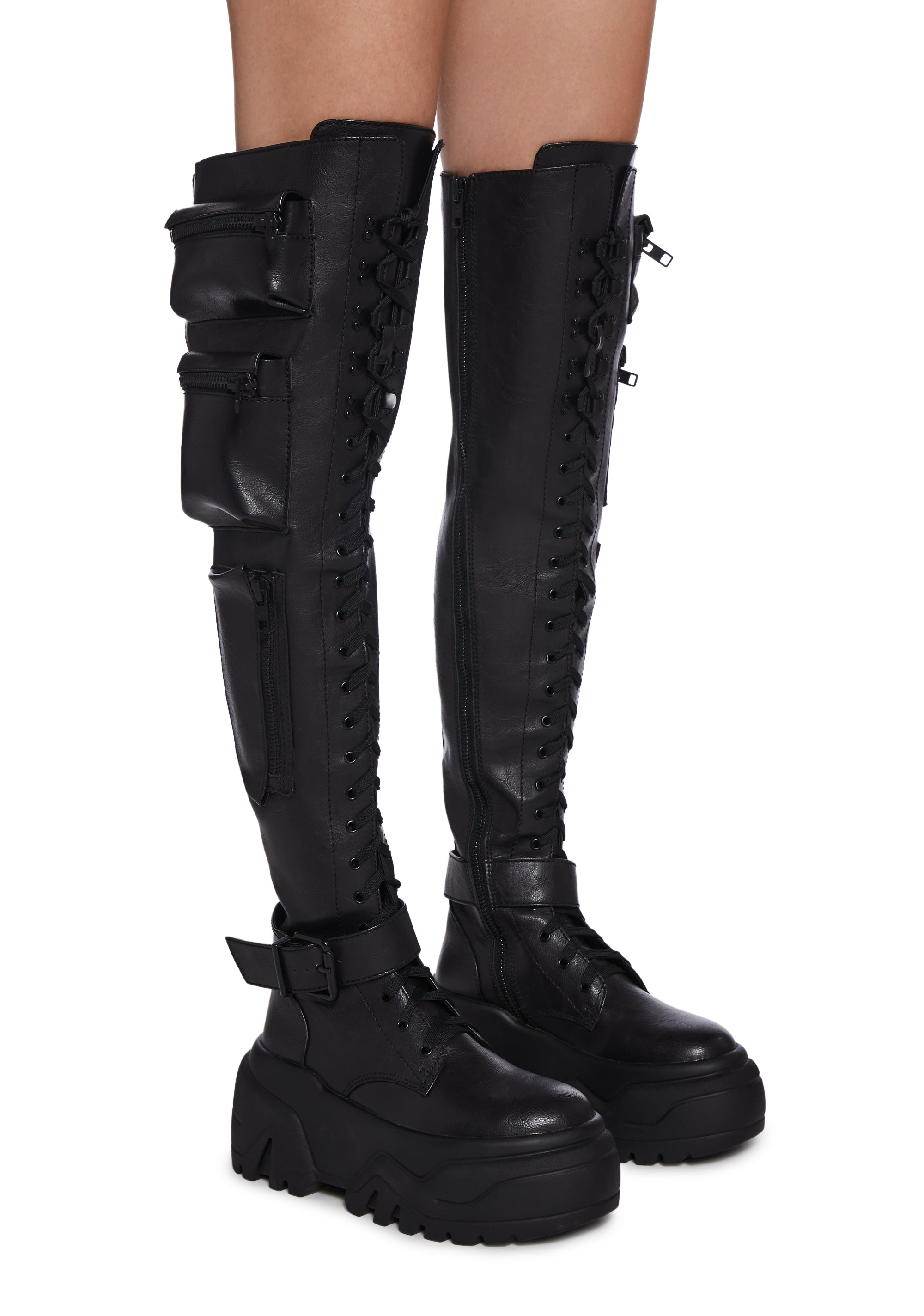 Thigh high combat boots shop