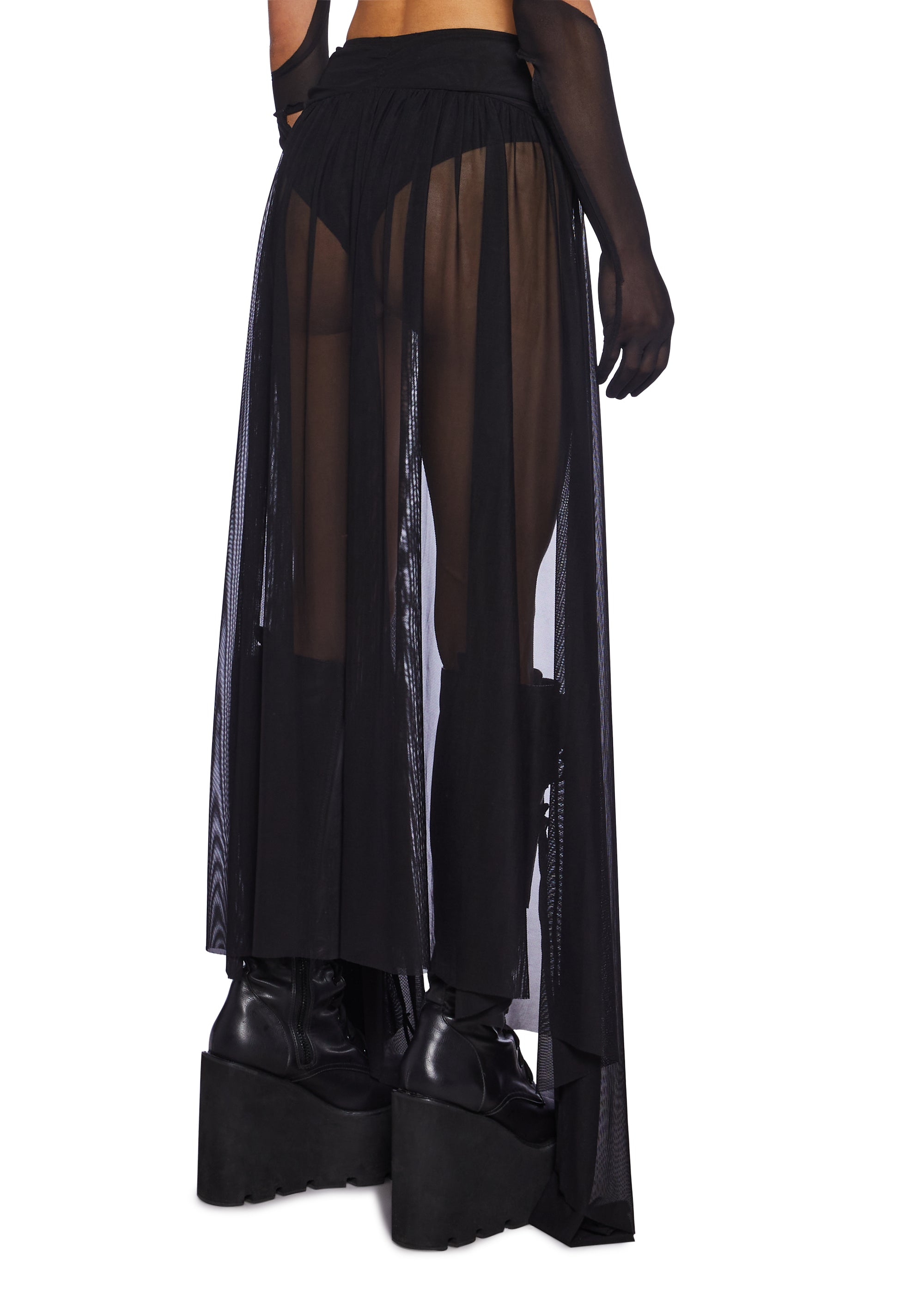 Club Exx Burning Man Mesh Hot Shorts With Draped Train Black Dolls Kill
