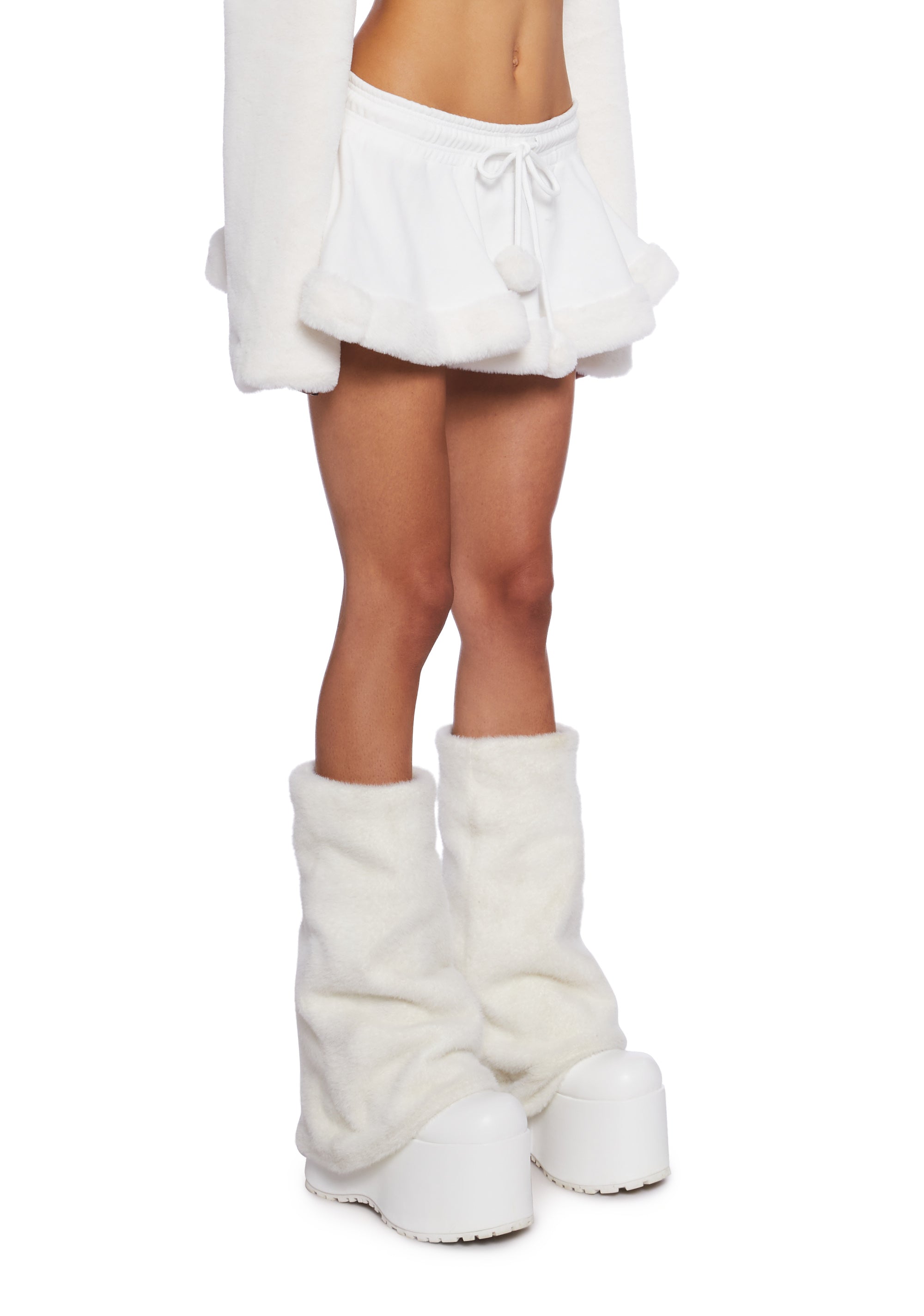 Club Exx Burning Man Knit Mini Circle Skirt With Faux Fur