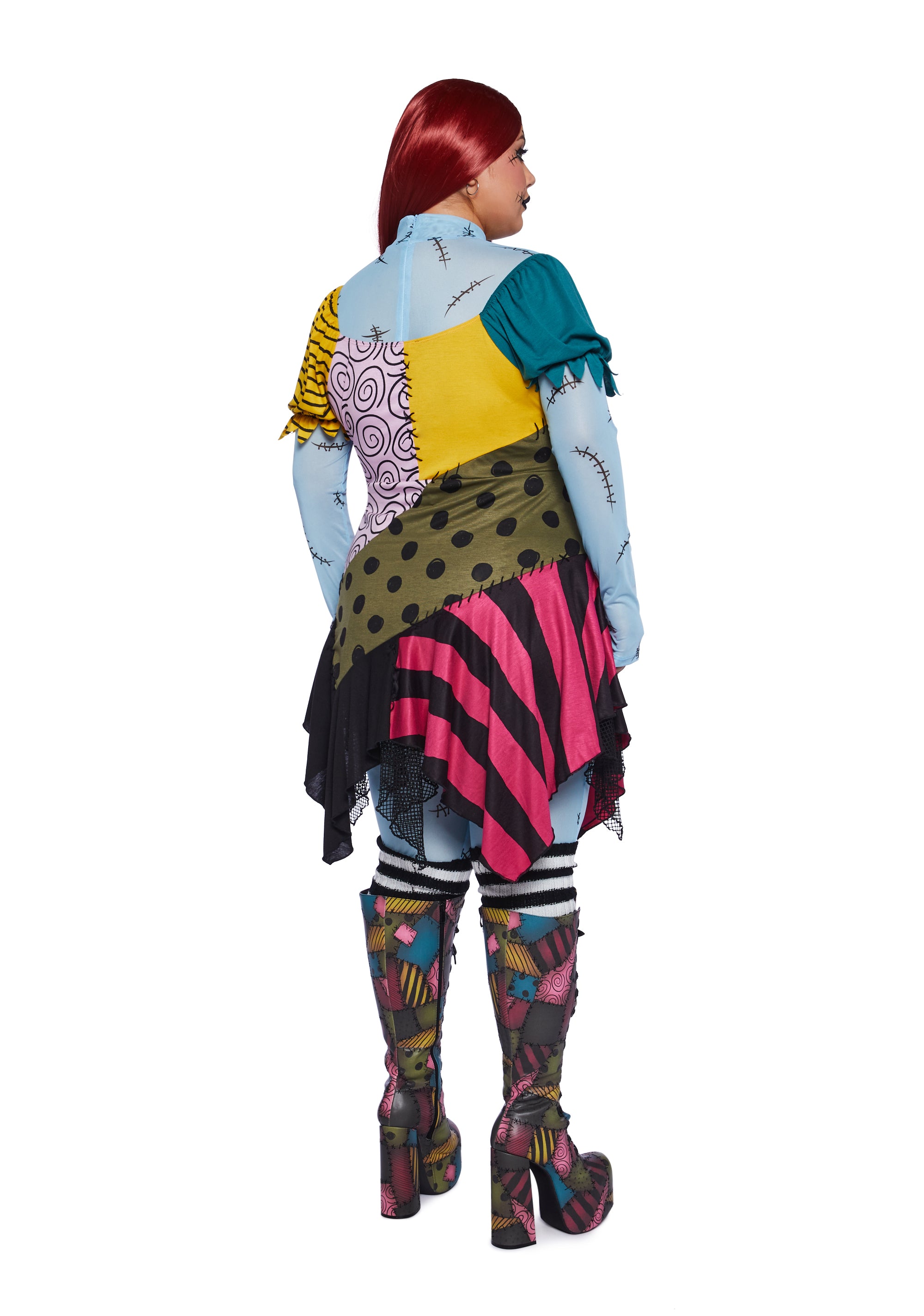 Plus Size Nightmare Before Christmas Sally Rag Doll Halloween Town Sexy Womans Halloween Premium Costume Set Colorblock Dolls Kill