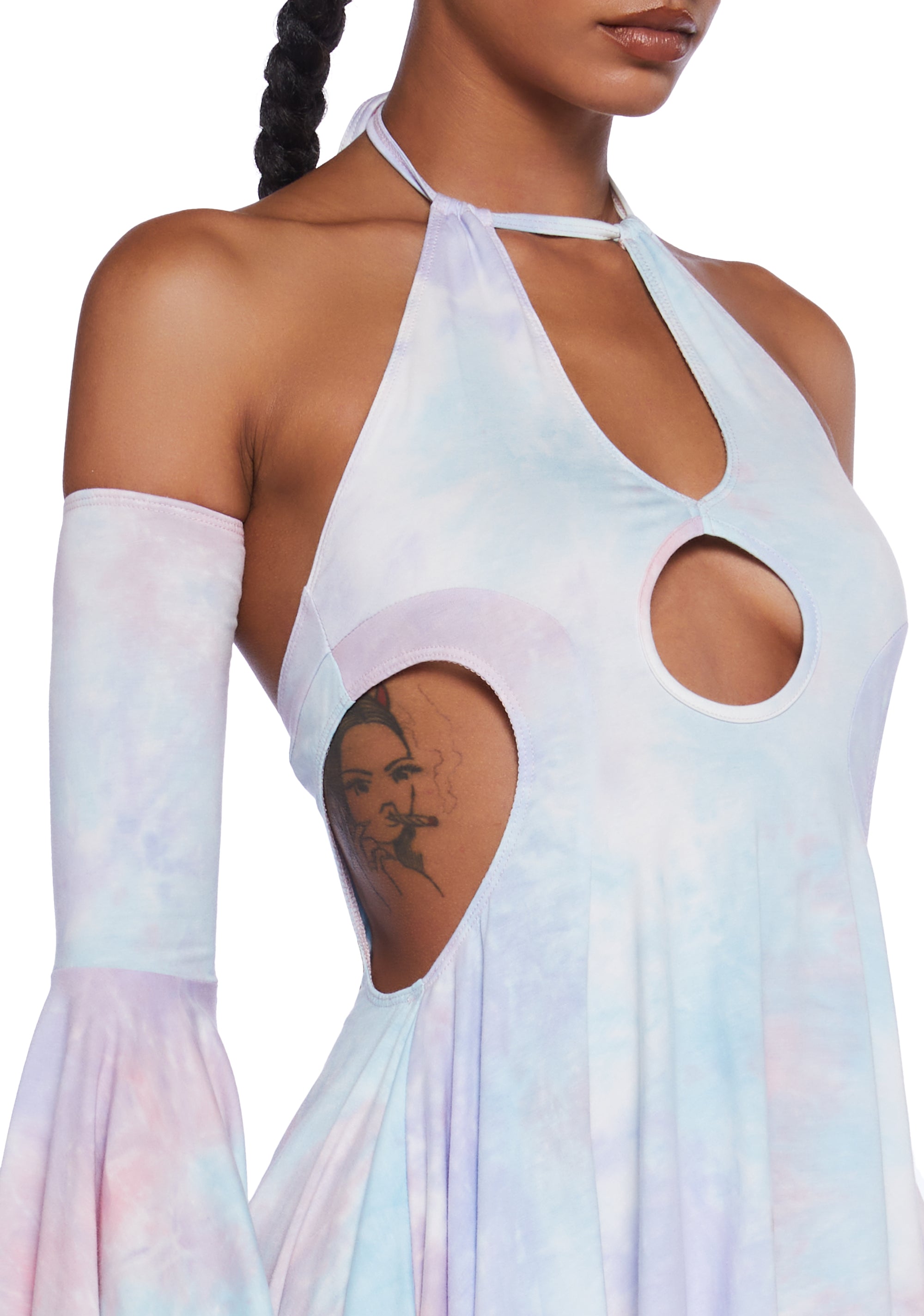 Club Exx Burning Man Festival Stretchy Tie-Dye Cotton Candy Handkerchief  Mini Dress Burning Man