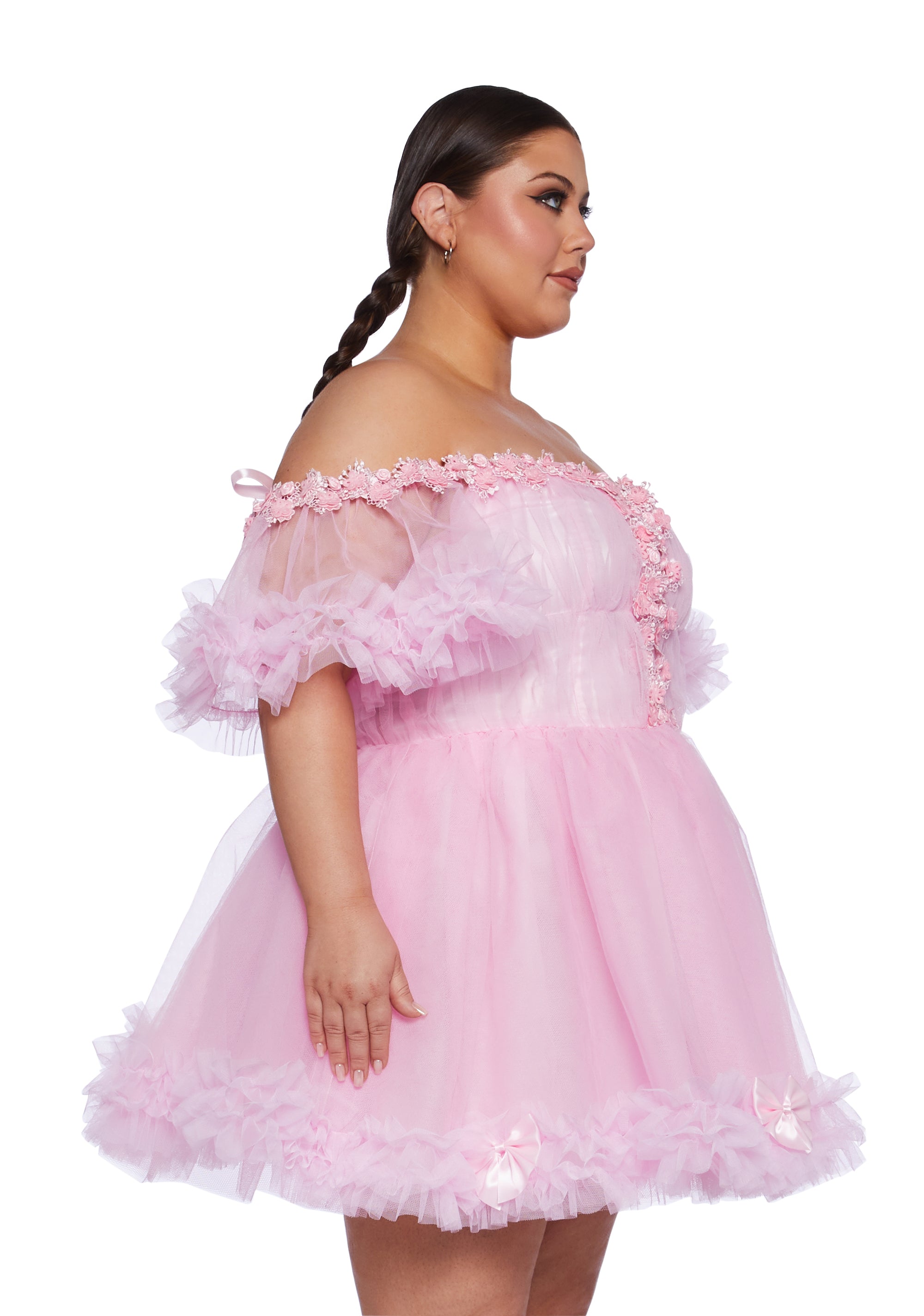 plus size tulle mini dress Plus Size - Retro Chic Ruched Tulle Mini Dress
