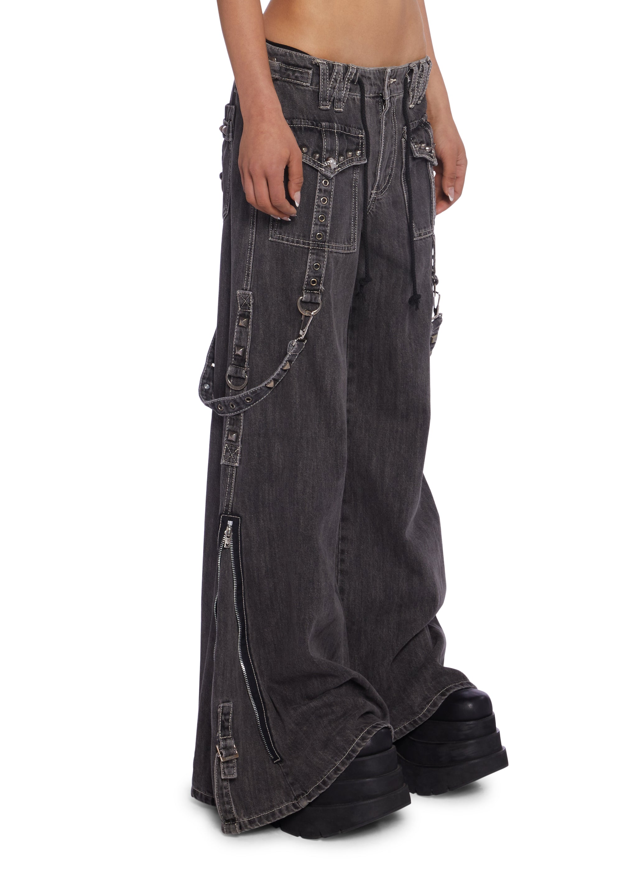 STUDDED DENIM PANTS【BLACK】 | SHIKITARI