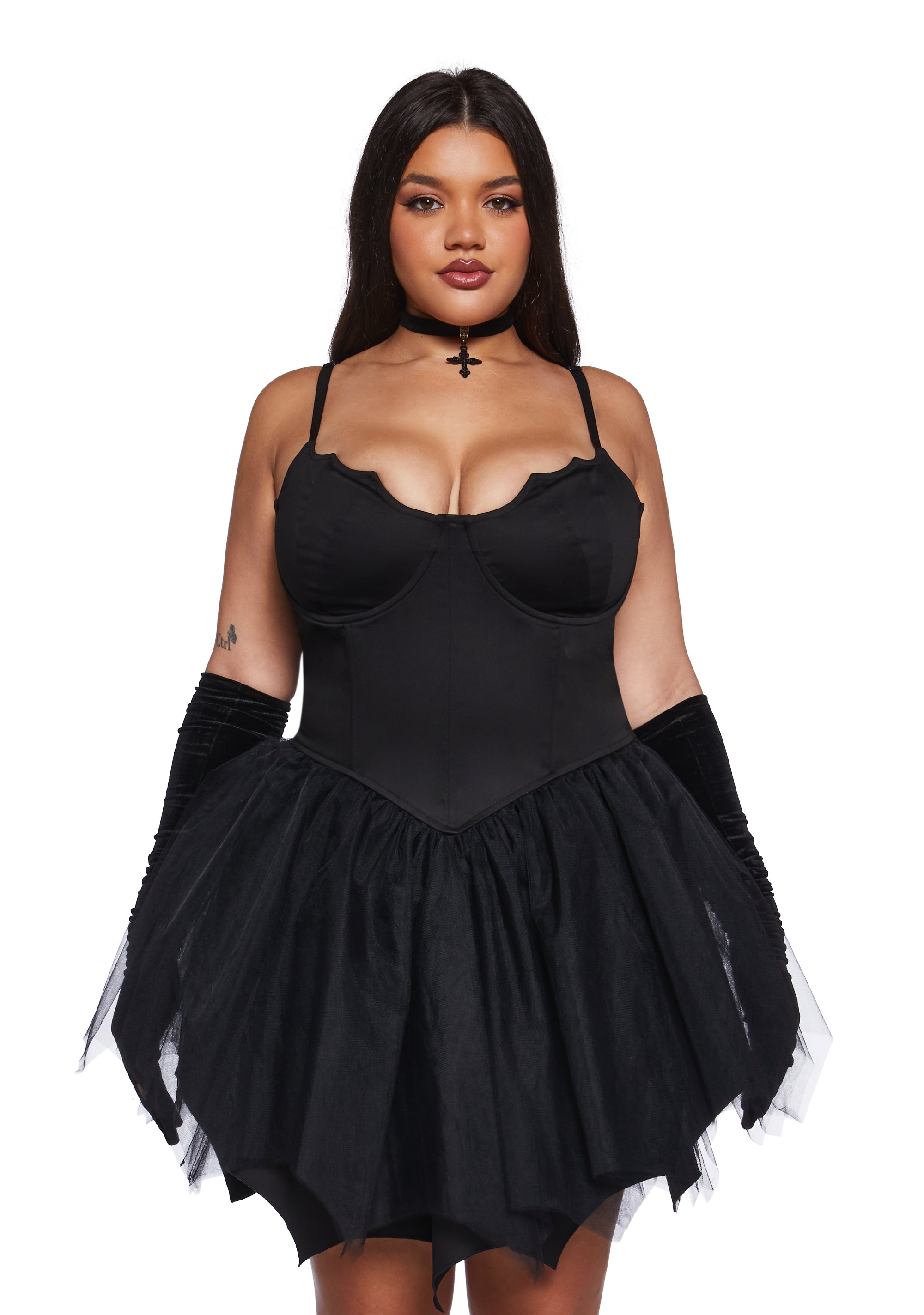 Plus Size Corset Goth Witch Inspired Mini Dress Widow