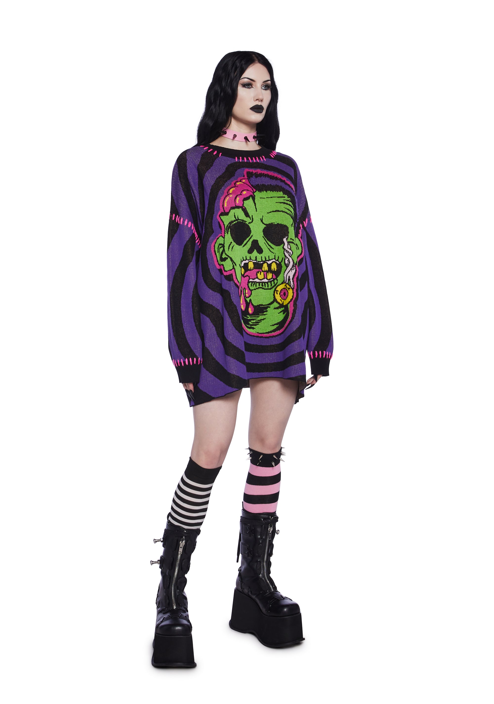 Trickz N' Treatz Ribbed Knit Intarsia Zombie Portal