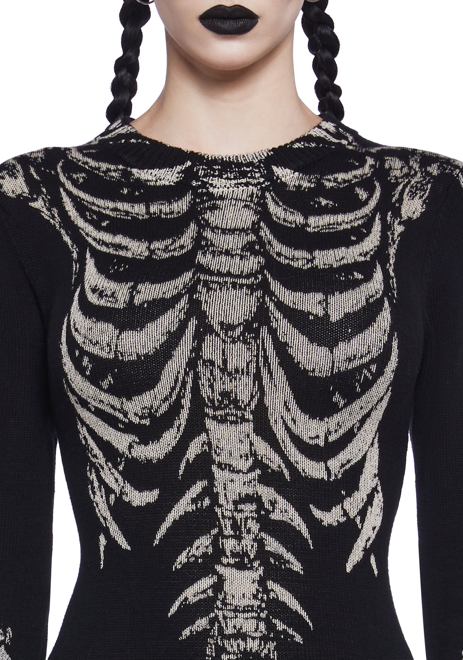 Skeleton Bone Long Maxi Dress Spooky Halloween