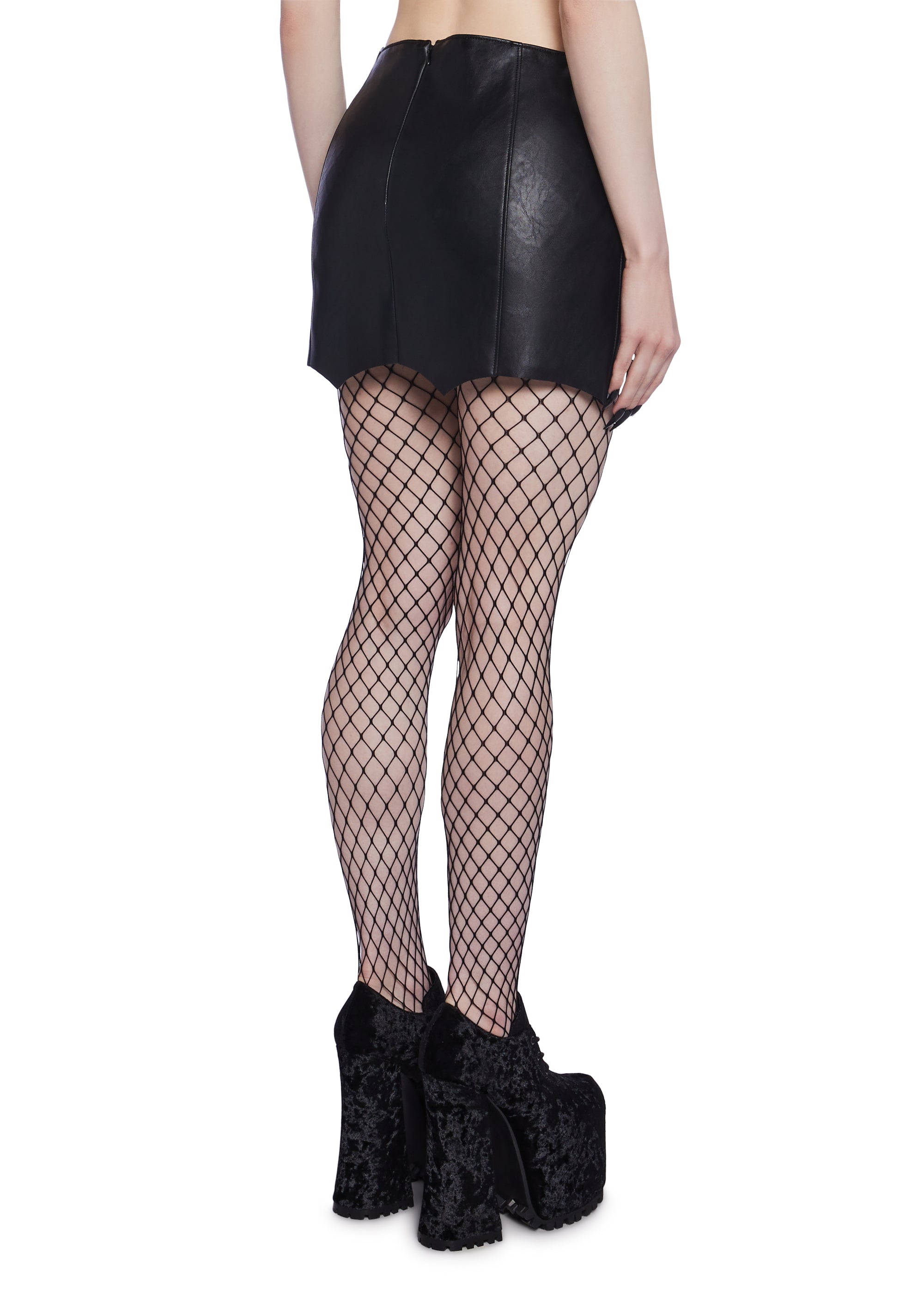 Trickz N' Treatz Goth Vegan Leather Bat Wing Lace-Up Mini