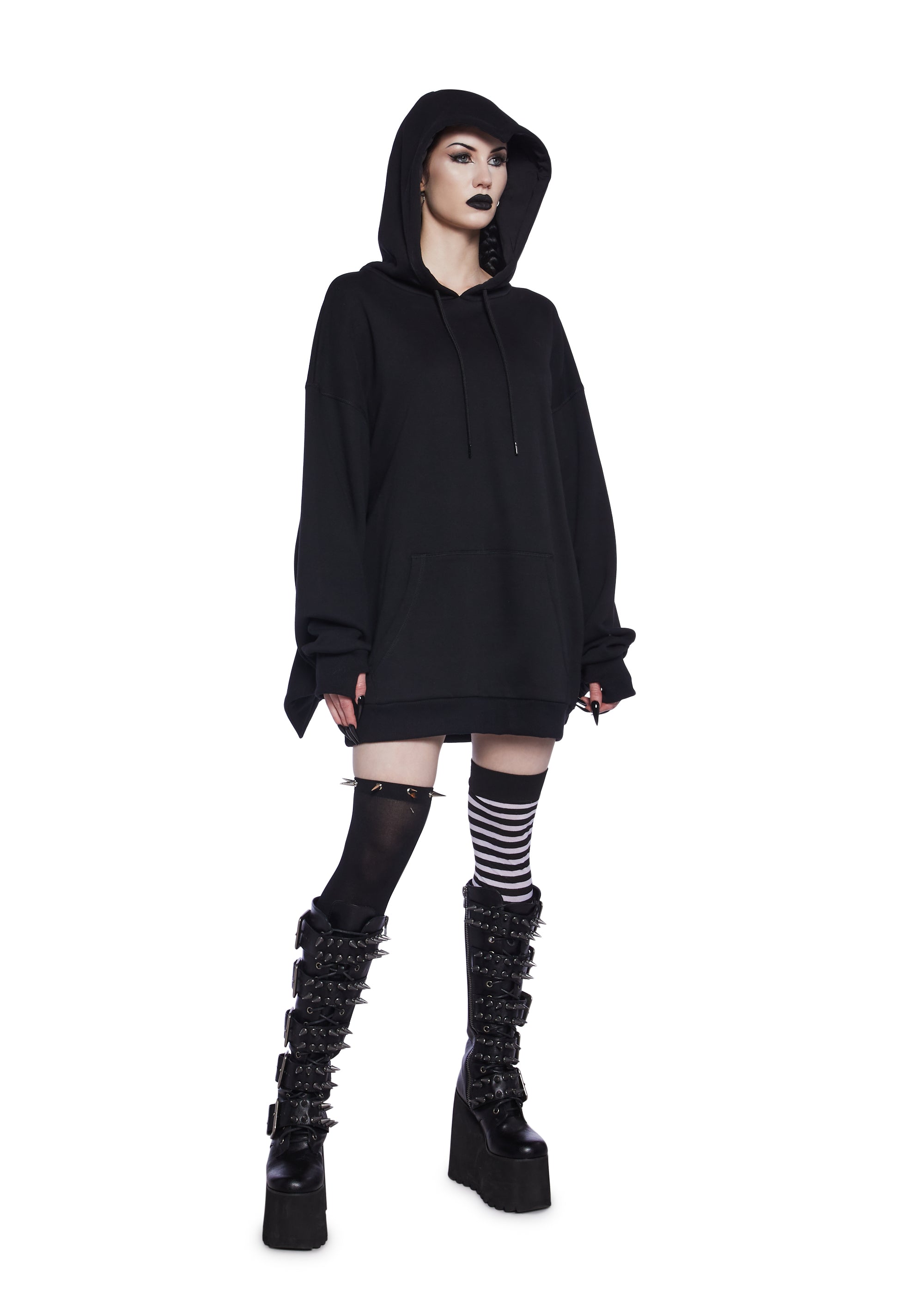 Trickz N' Treatz Oversized Batwing Pullover Hoodie - Black