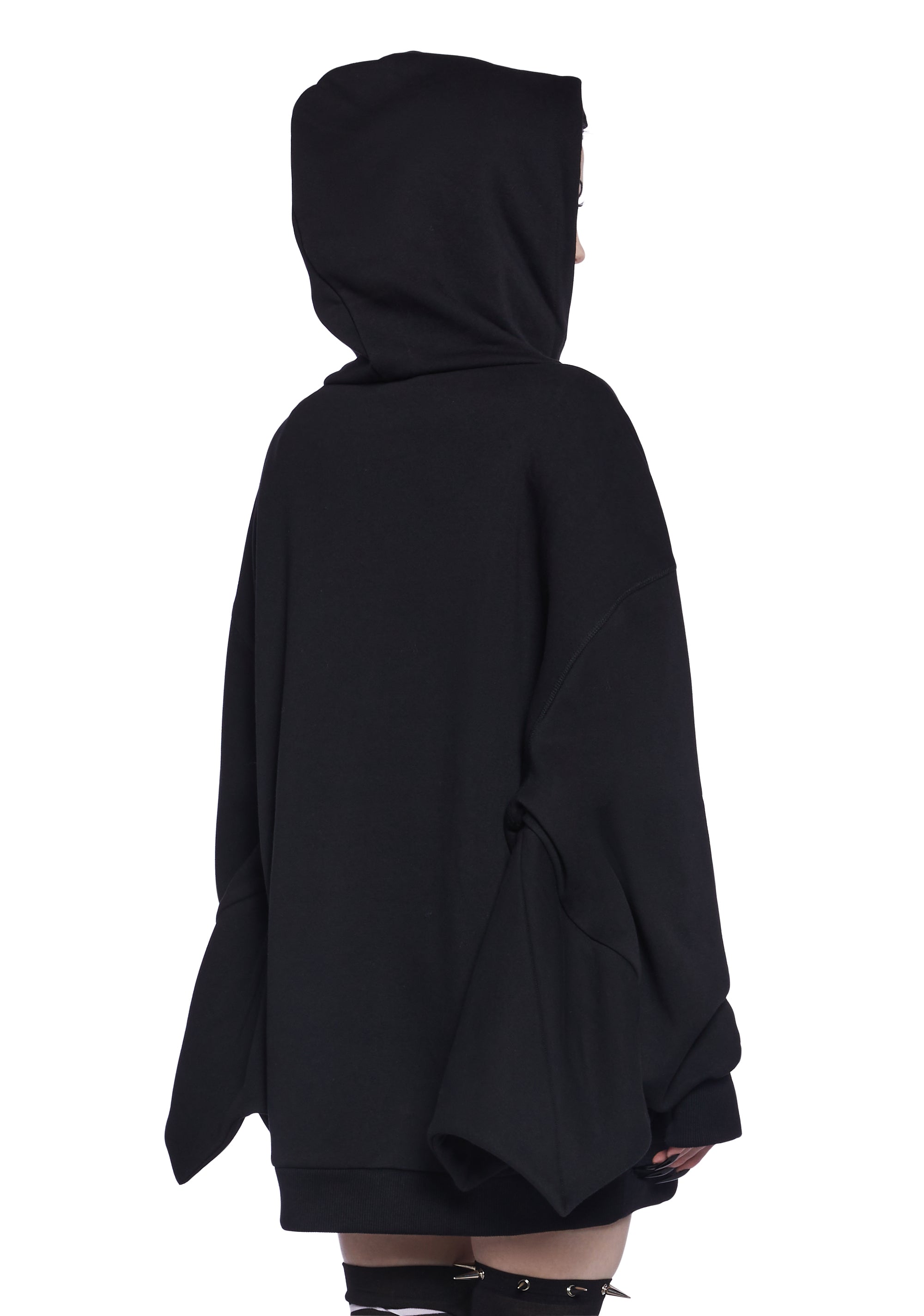 Trickz N' Treatz Oversized Batwing Pullover Hoodie - Black Trickz N' Treatz Oversized Batwing Pullover Hoodie - Black