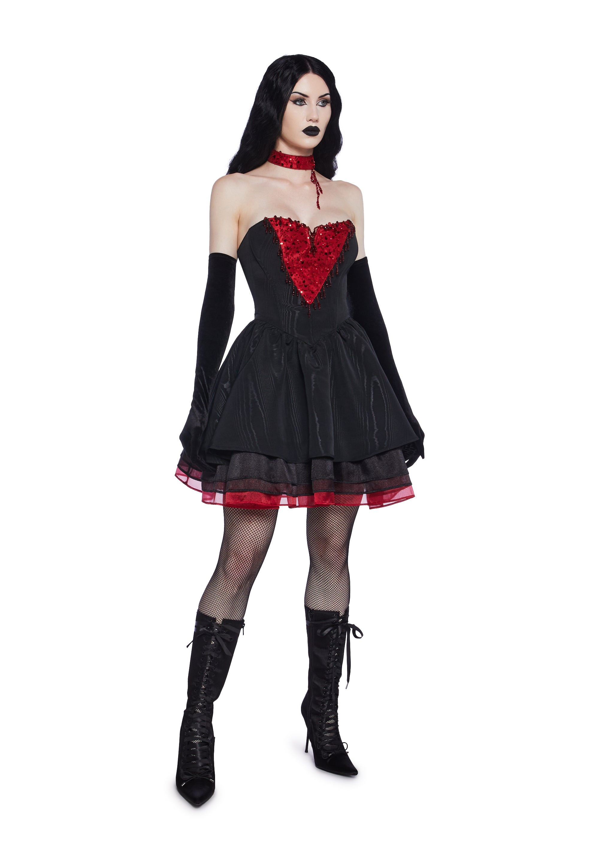 Trickz N' Treatz Bloody Vampire Sequin Strapless Beaded Mini Dress