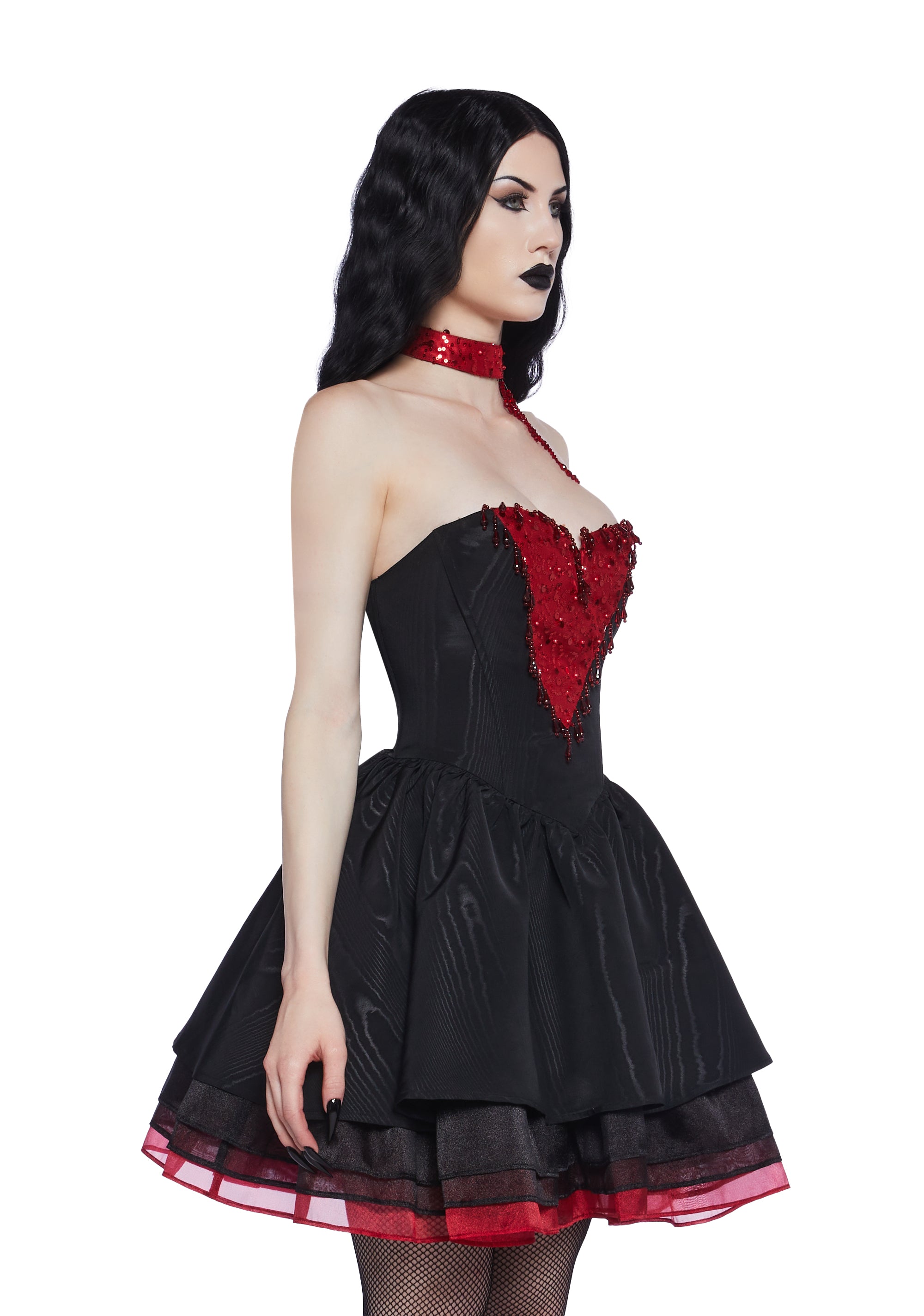 Trickz N' Treatz Bloody Vampire Sequin Strapless Beaded Mini Dress
