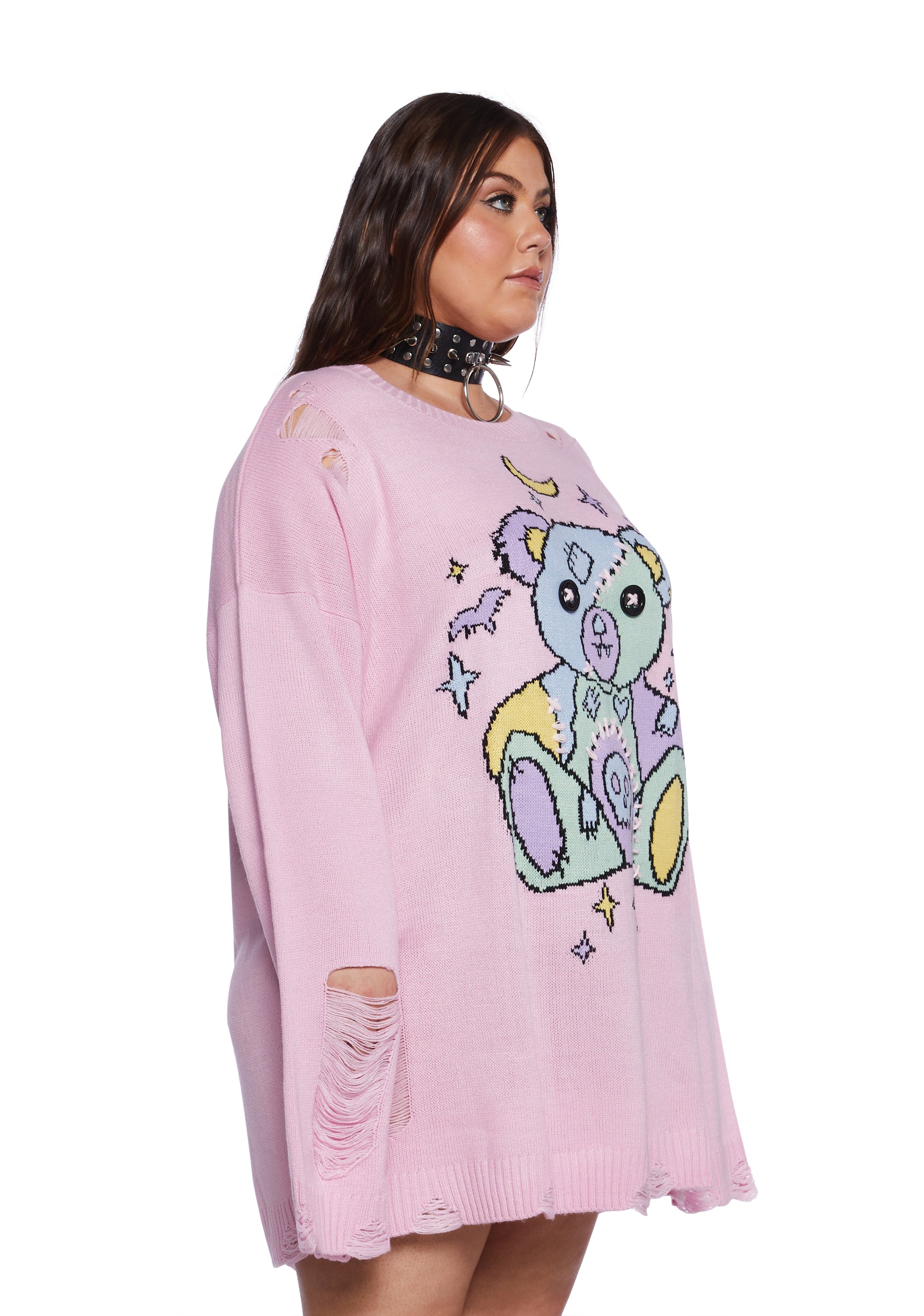 Plus Size Halloween Womans Oversized Distressed Stitched