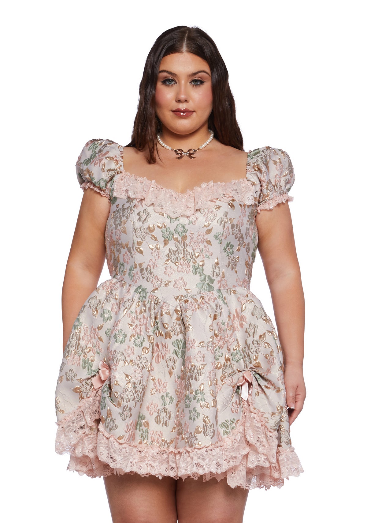 Plus Tea And Circumstance Brocade Mini Dress