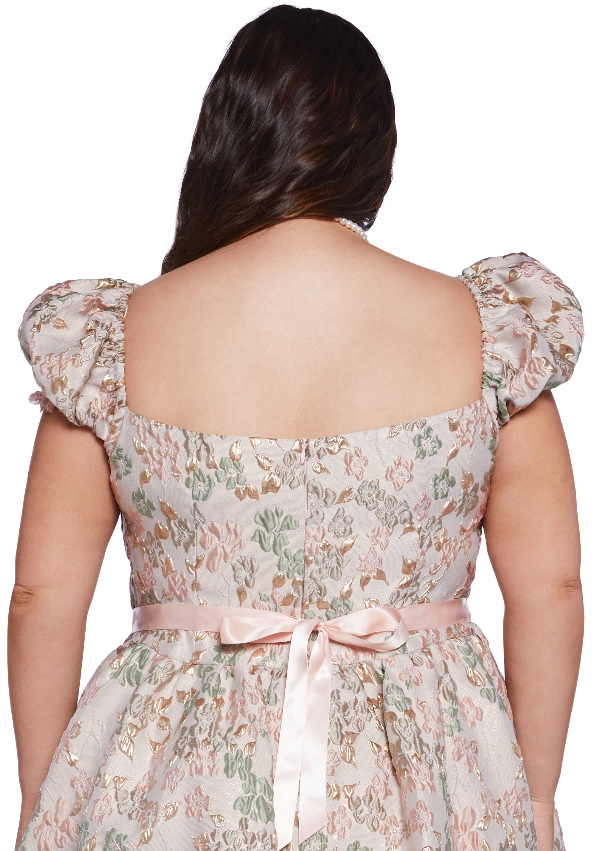 Plus Tea And Circumstance Brocade Mini Dress