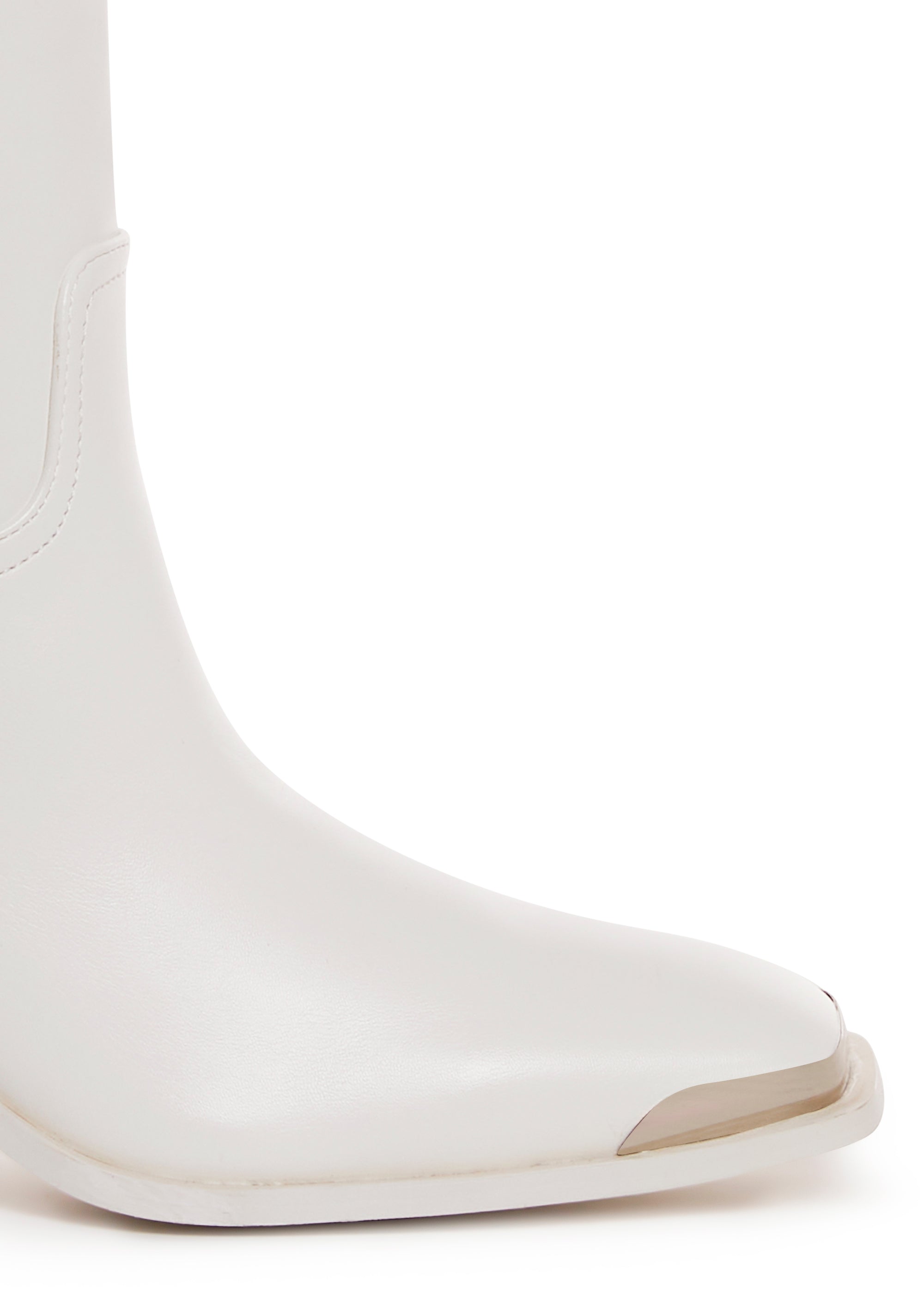 AZALEA WANG Vegan Leather Riding Boots With Silver Toes Cowboy Rodeo White Dolls Kill
