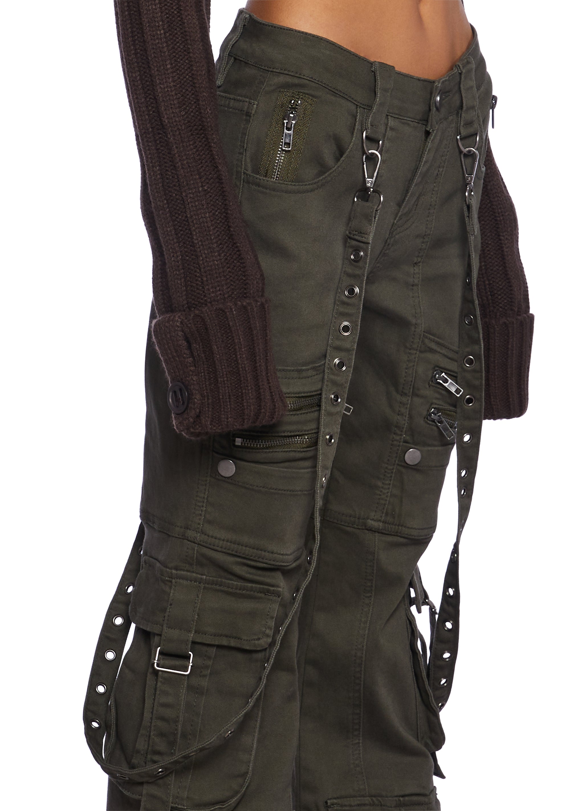 Current Mood Low Rise Skinny Flared Cargo Twill Cargo Pants