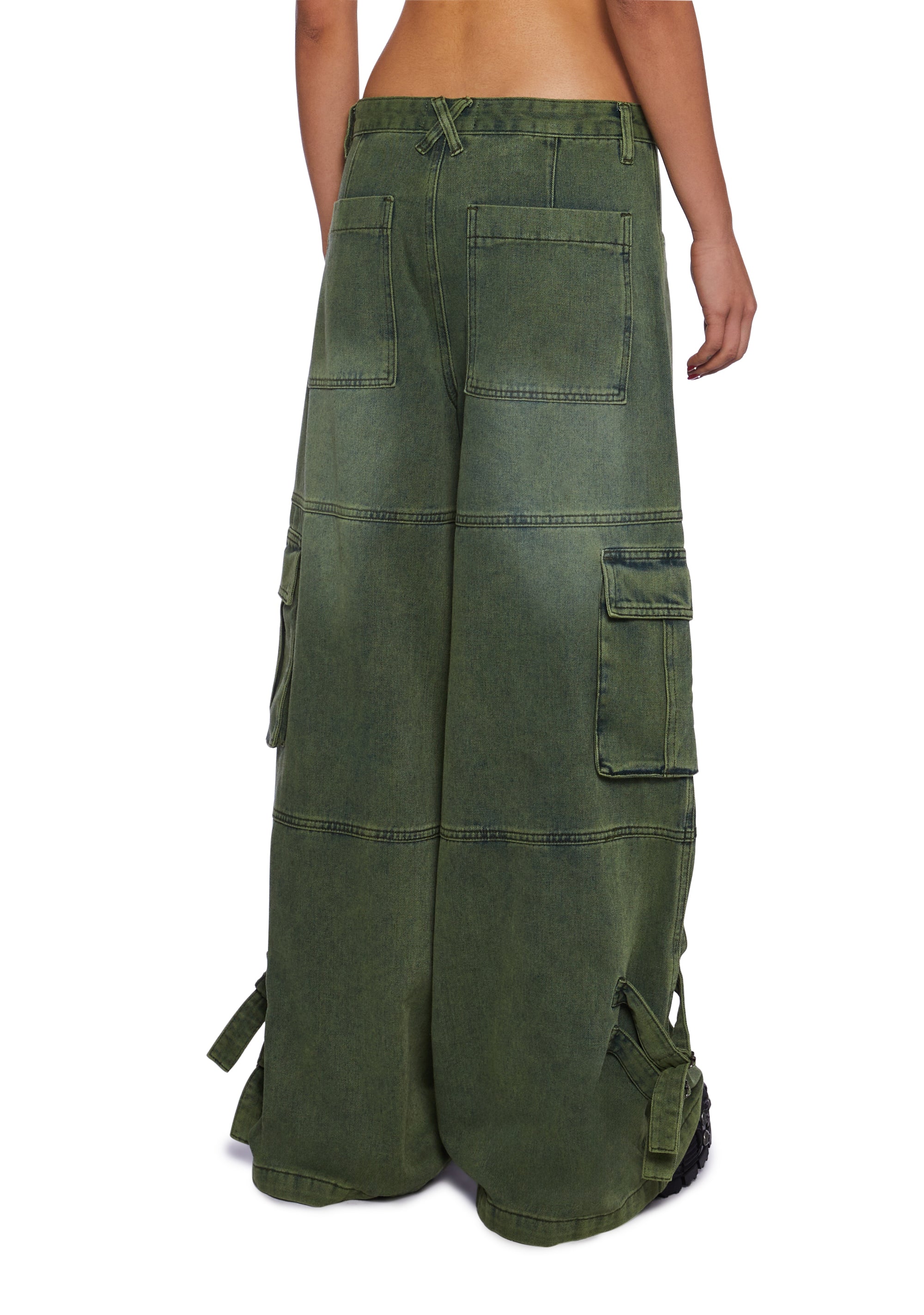 ★TRILLION★ Open knee cargo damage wide denim pants DESERT MUSINSA | TRILLION OpenNICAGO Damage Wide Denim Pants