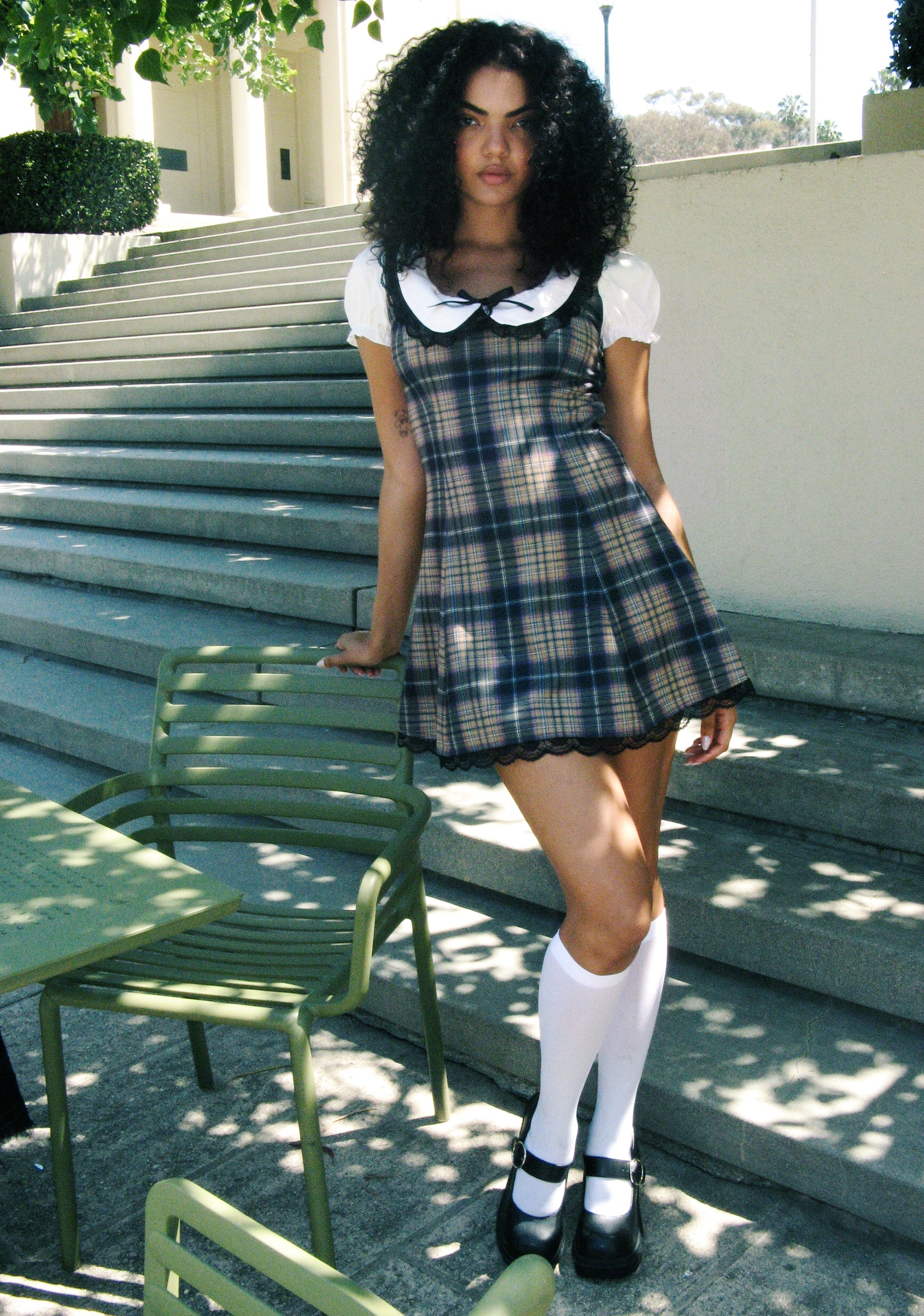 Delia's Academia Plaid Lace Collared Mini Dress - Multi – Dolls Kill