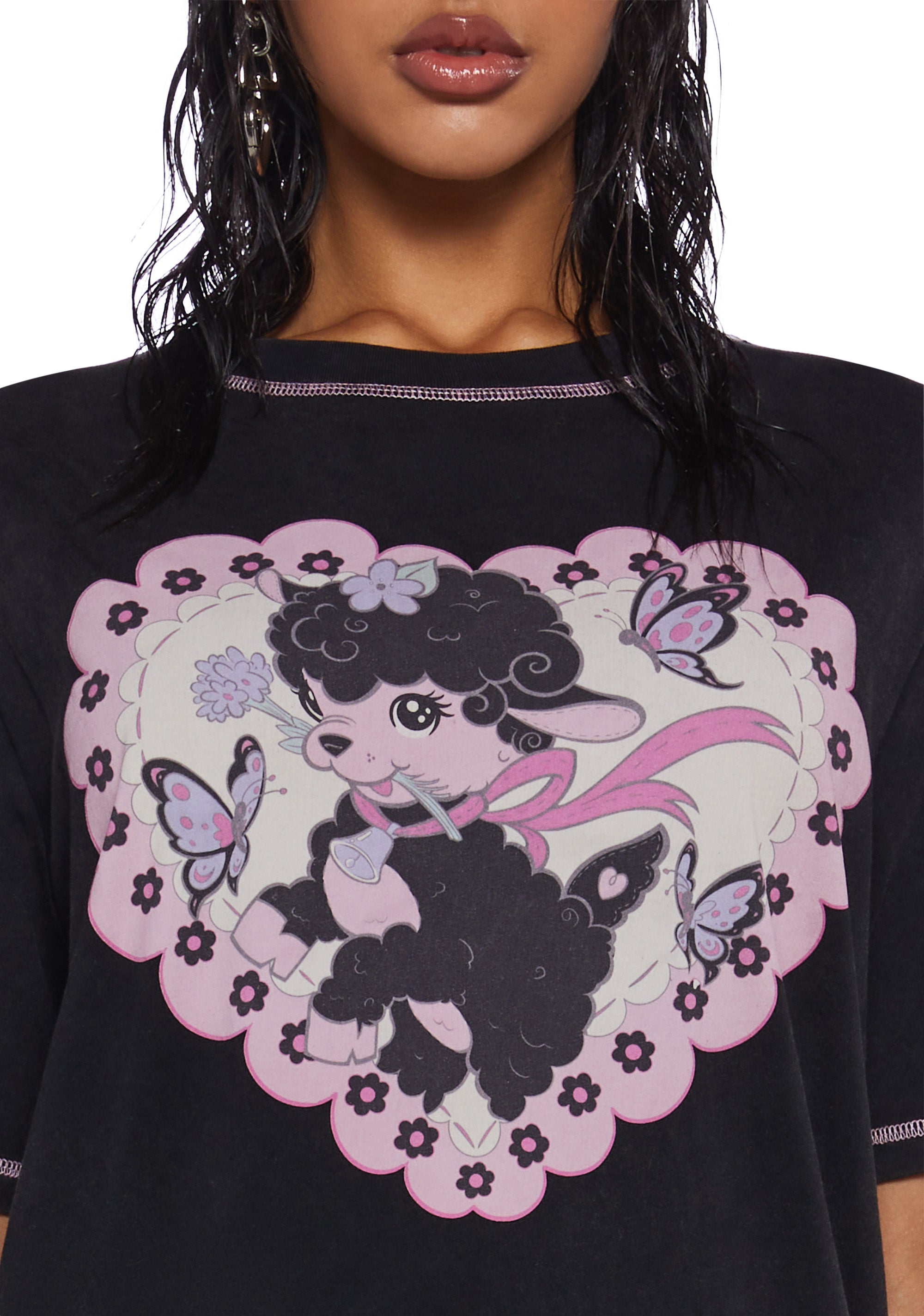 Sugar Thrillz Pastel Goth Cute Lamb Butterfly Heart Oversized