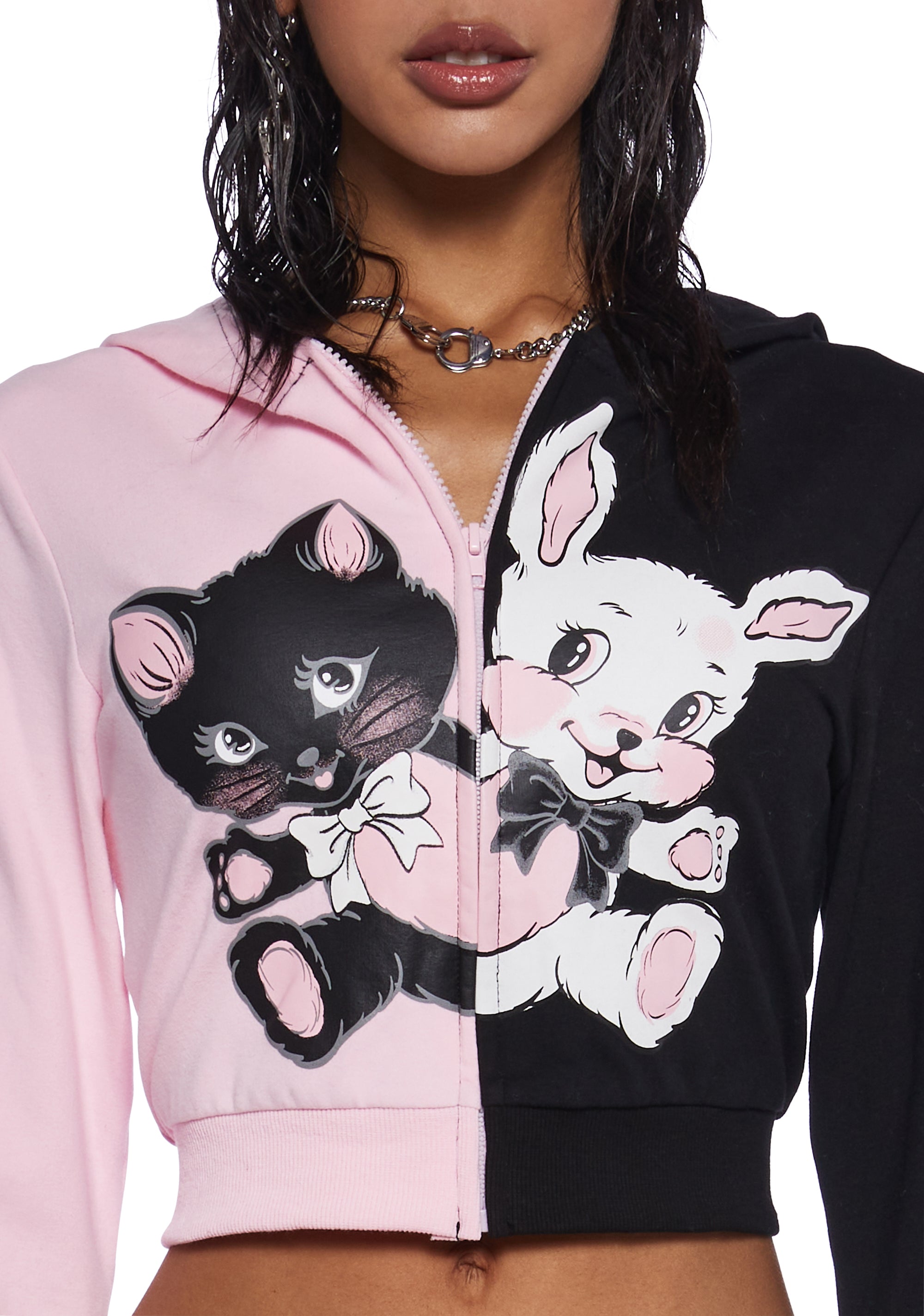 Sugar Thrillz Pastel Goth Contrast Kitten Bunny Cropped