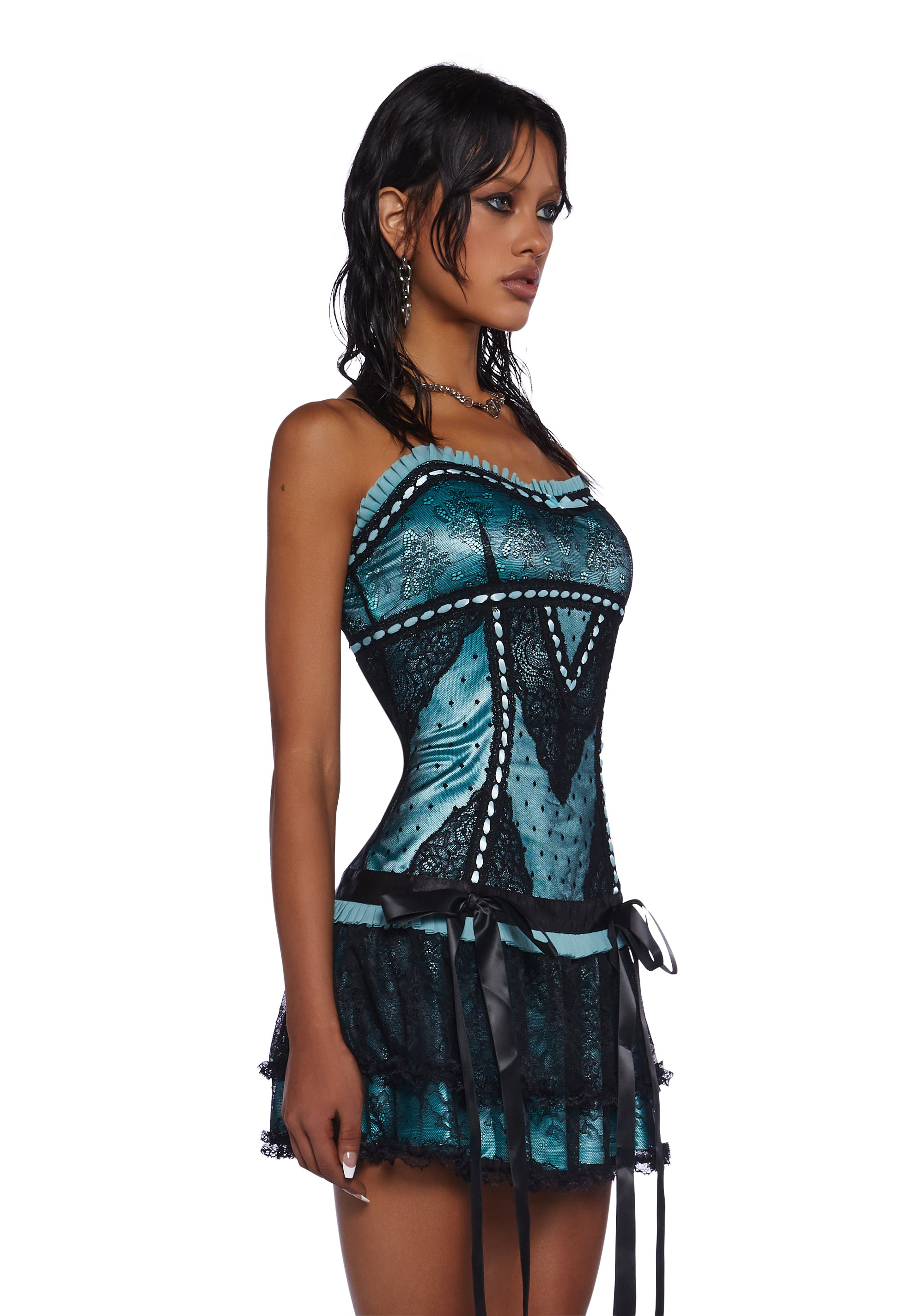ワンピース [FRECKLE] corset mini dress Dark Angel Faux Leather Corset Mini Dress | Windsor