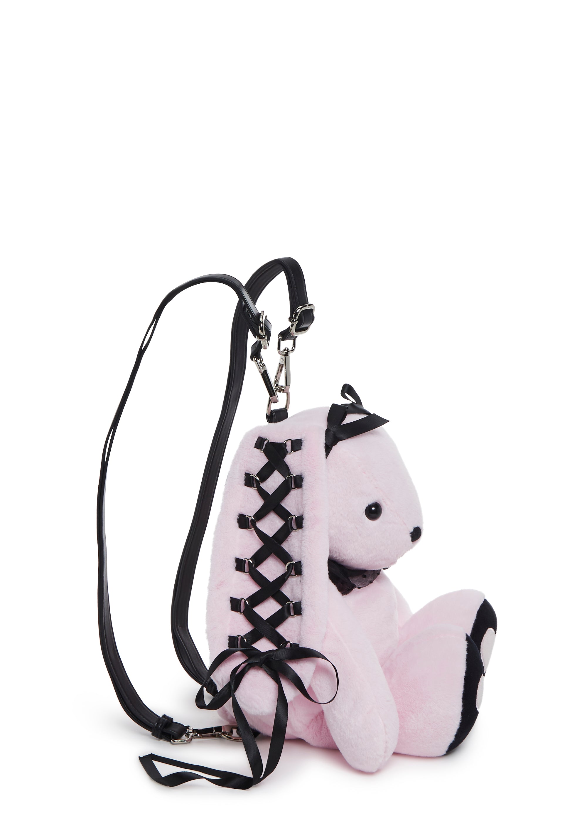 Sugar Thrillz Lace Up Frilly Bunny Plush Backpack - Pink  display picture 1
