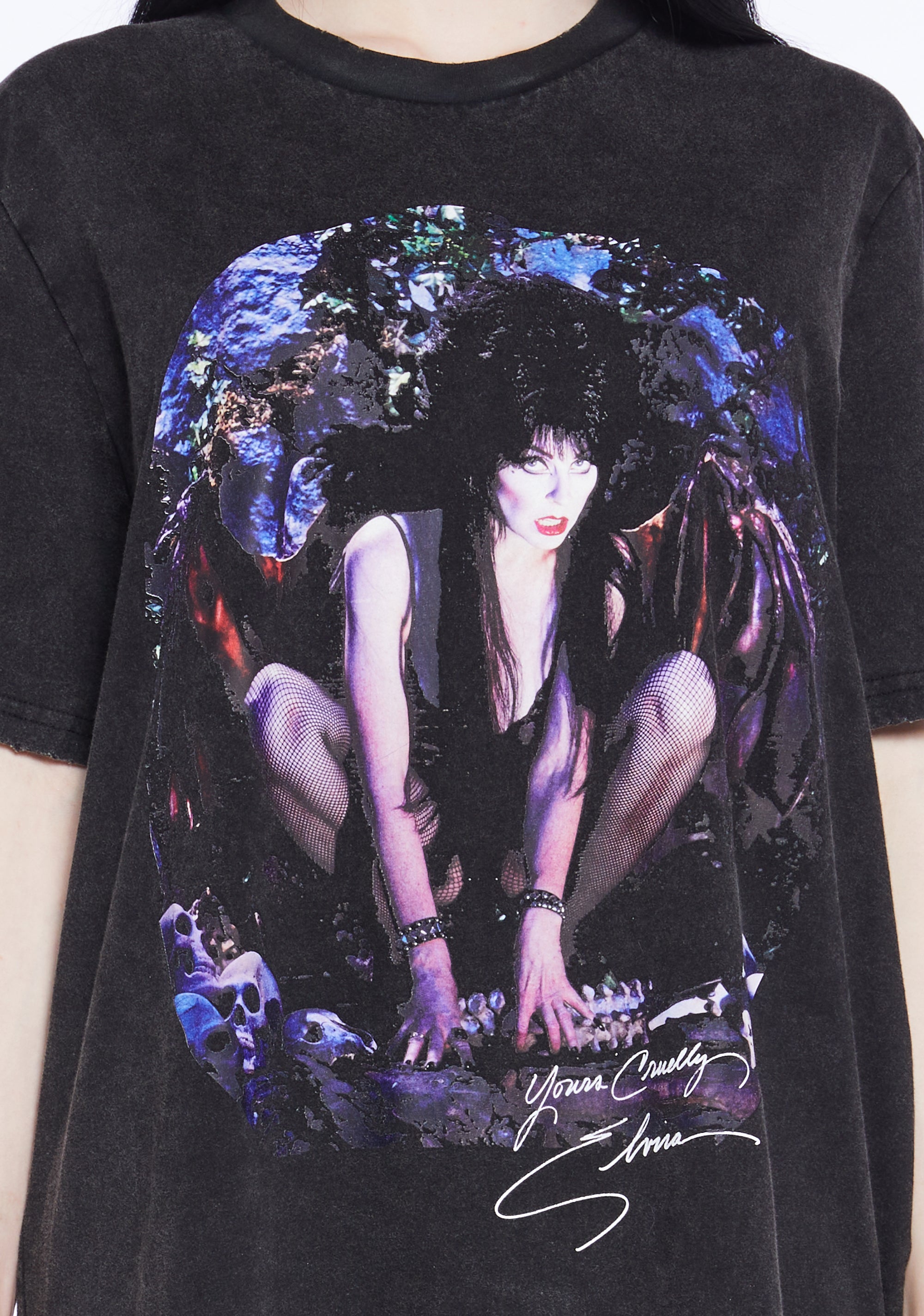 Dolls Kill x Elvira Demon Elvira Graphic Cotton Ovesized Tee
