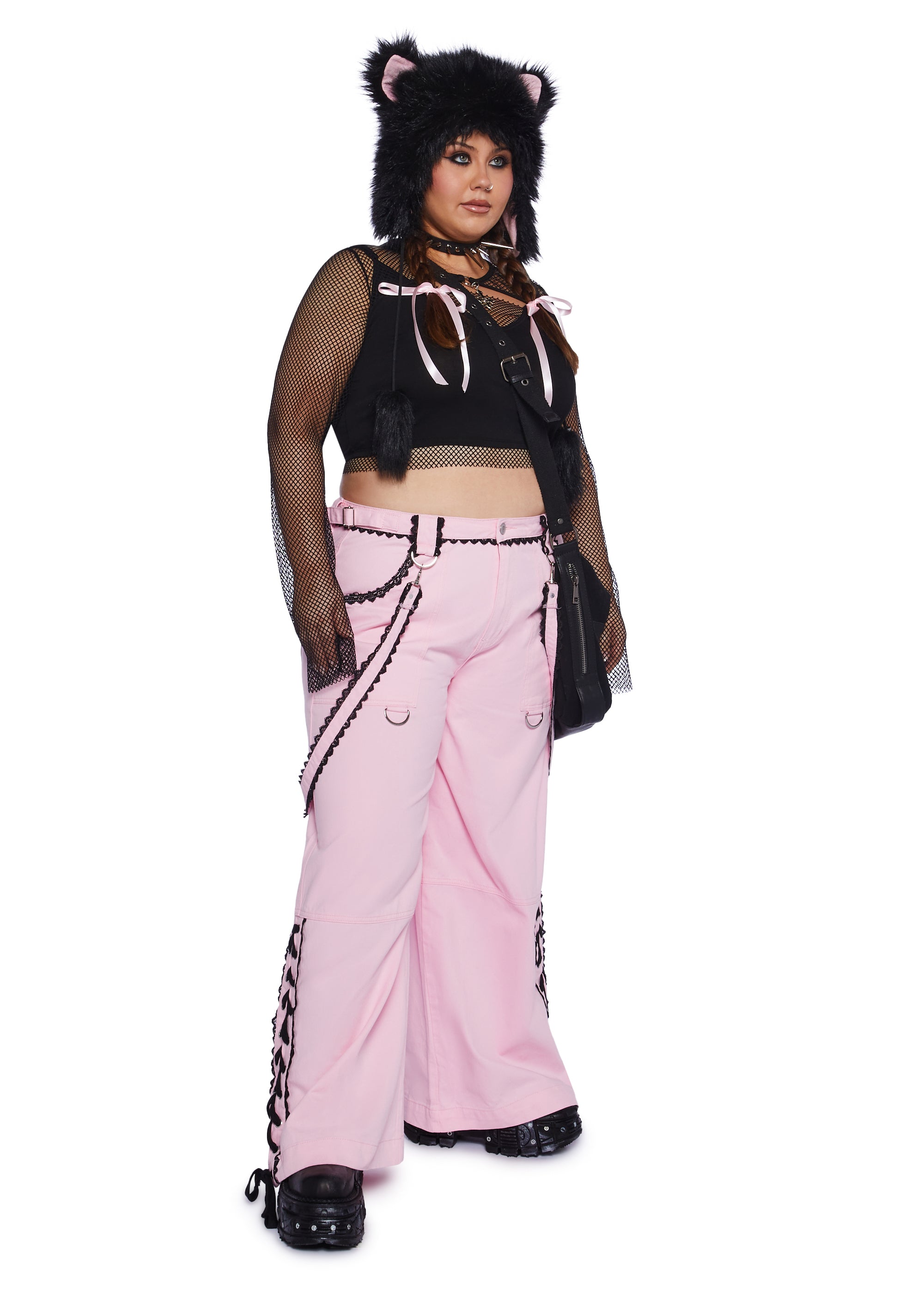 Plus Size Sugar Thrillz Pastel Goth Cotton Lace Cargo Pants