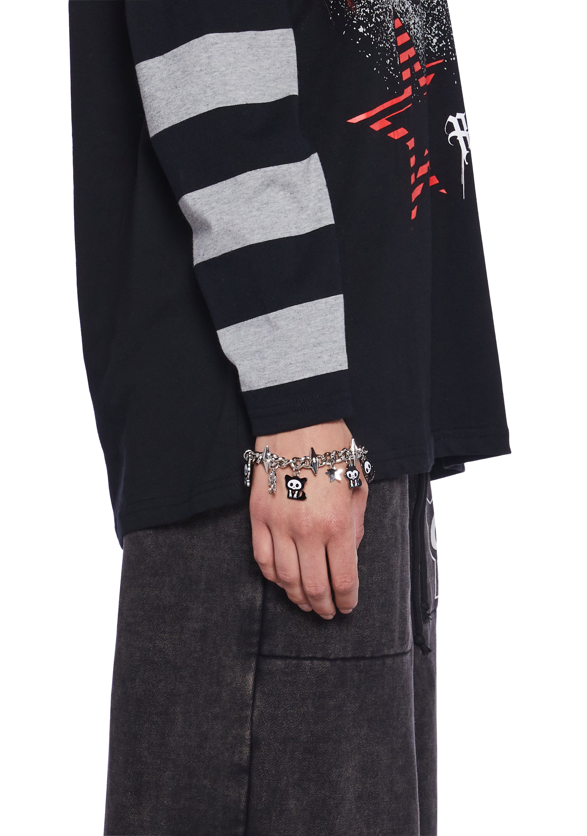 Dolls Kill x Skelanimals Studded Chunky Charmed Chain Bracelet