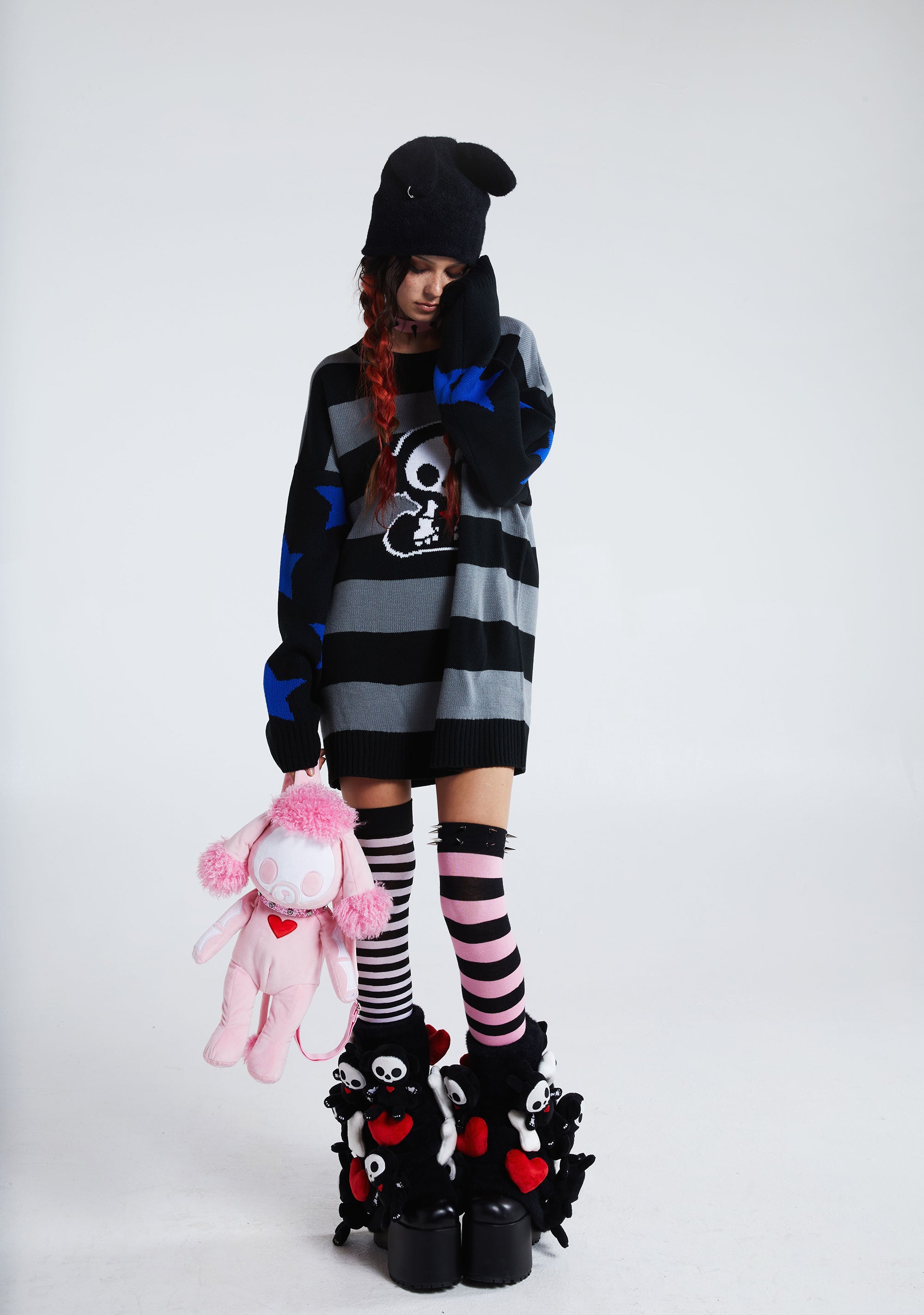 ドールズサン✖️kidillコラボぬいぐるみバッグ/DOLLSSAN、KIDILL Dolls Kill x Skelanimals Roxie Poodle Plush Faux Fur Backpack - Pink