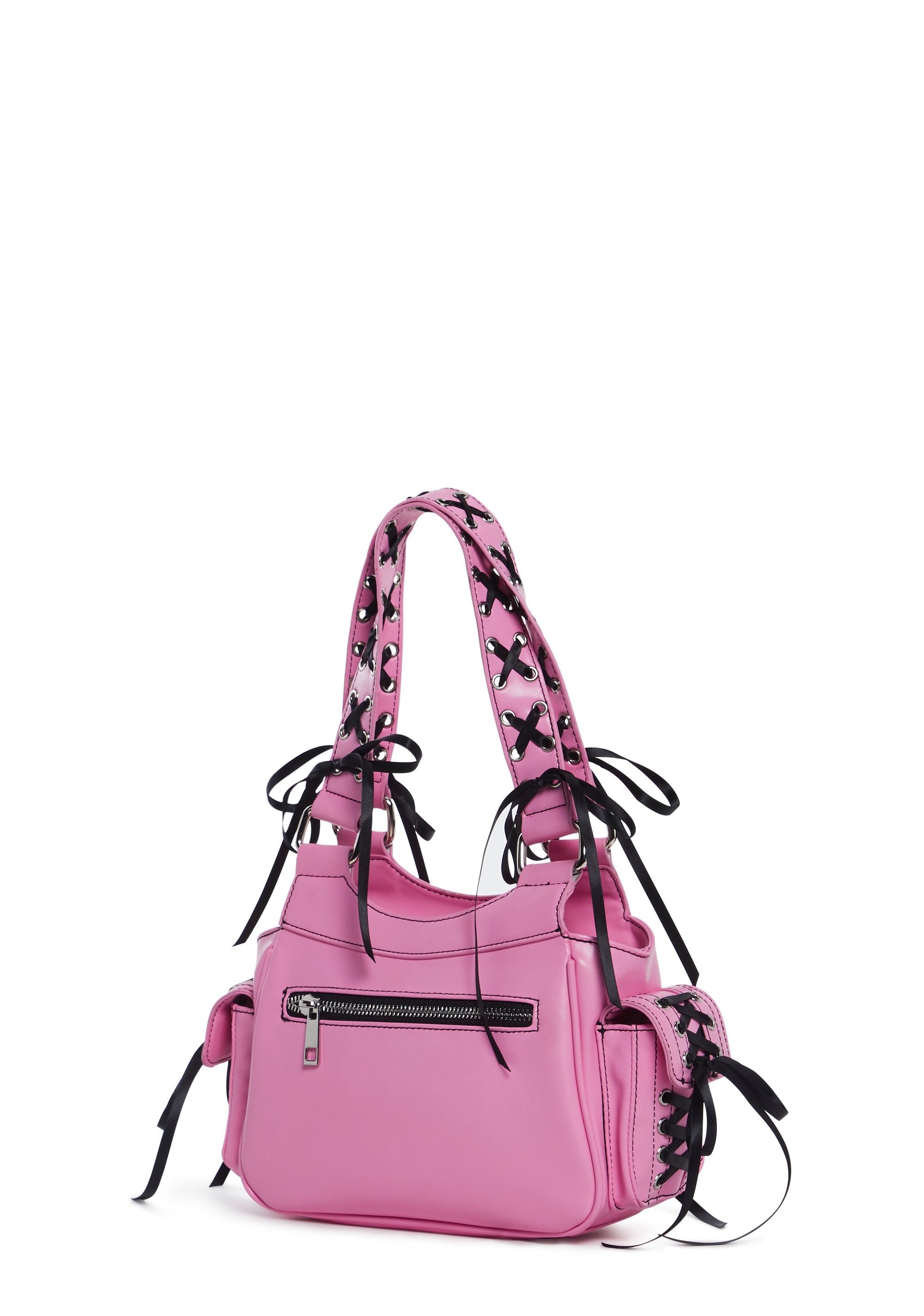 Current Mood Punkquette Girly Corset Lace-Up Vegan Leather Shoulder Bag -  Pink – Dolls Kill