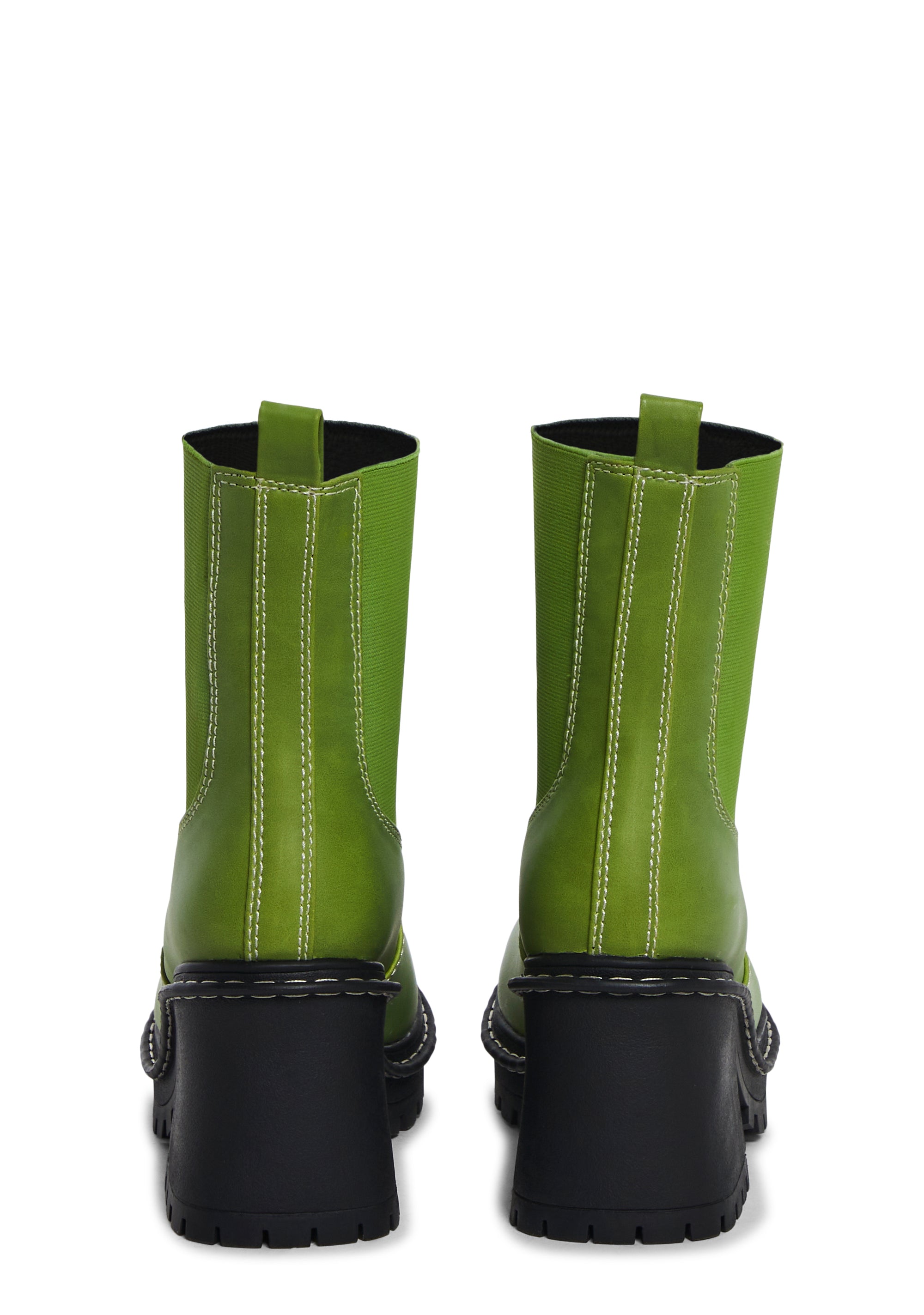 Delia s Vegan Leather Ankle Boots With Elastic Side Panels Green Dolls Kill
